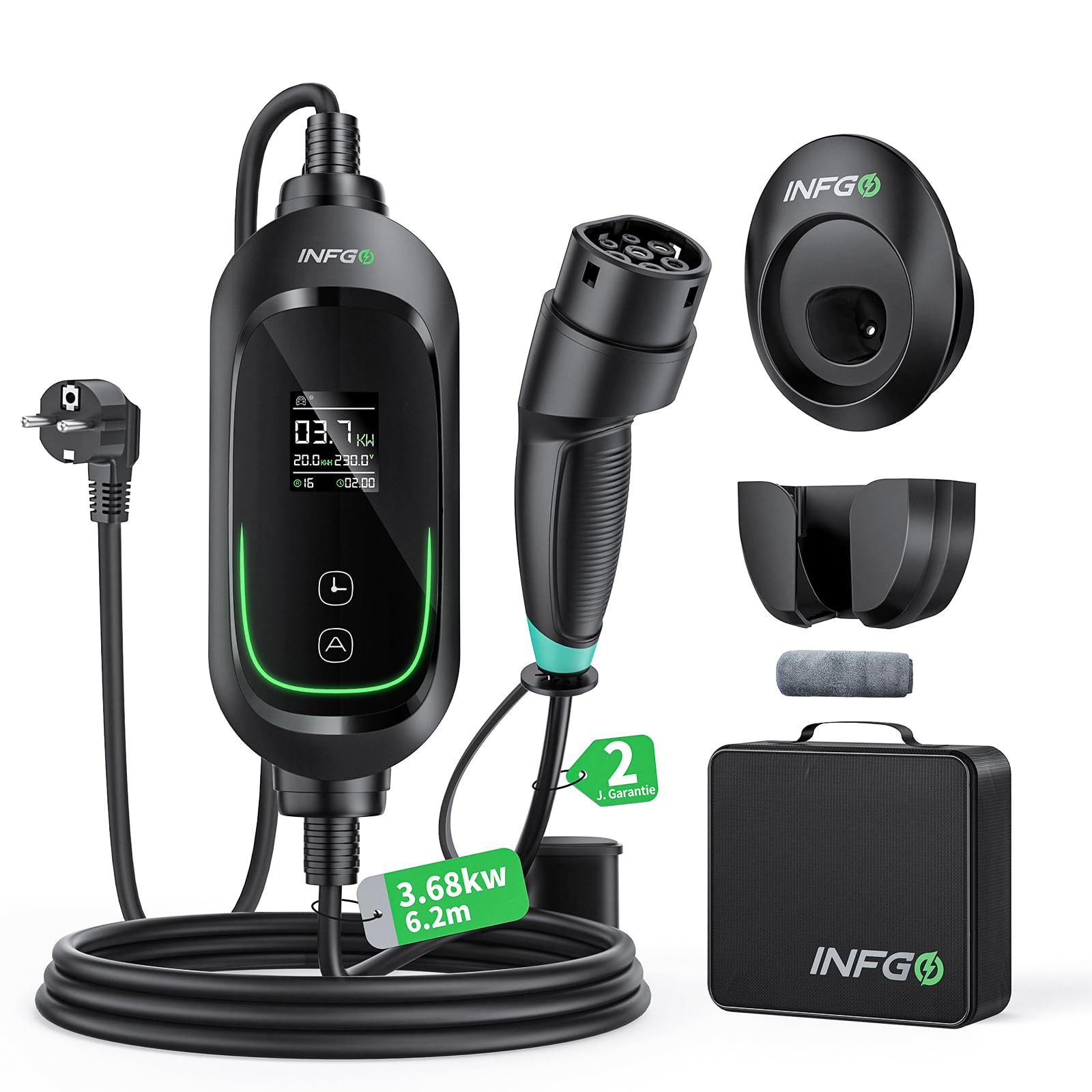 Mobile Wallbox 3,68 kW - Caricabatterie EV Tipo 2 Schuko