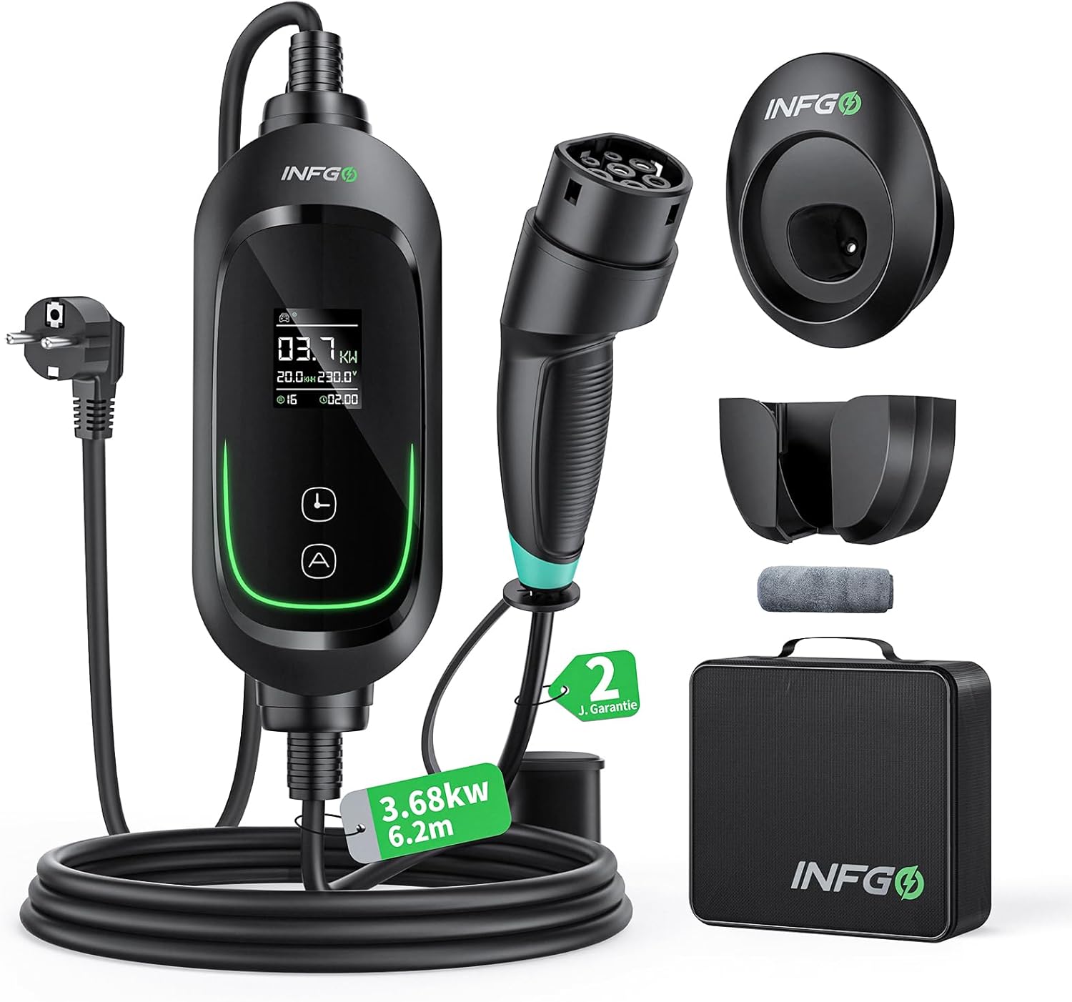 Mobile Wallbox 3,68 kW - Caricabatterie EV Tipo 2 Schuko - immagine 1