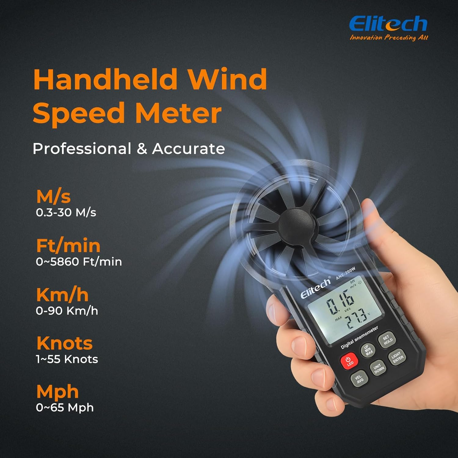 Elitech Anemometro Digitale Bluetooth ANE-200W - immagine 4