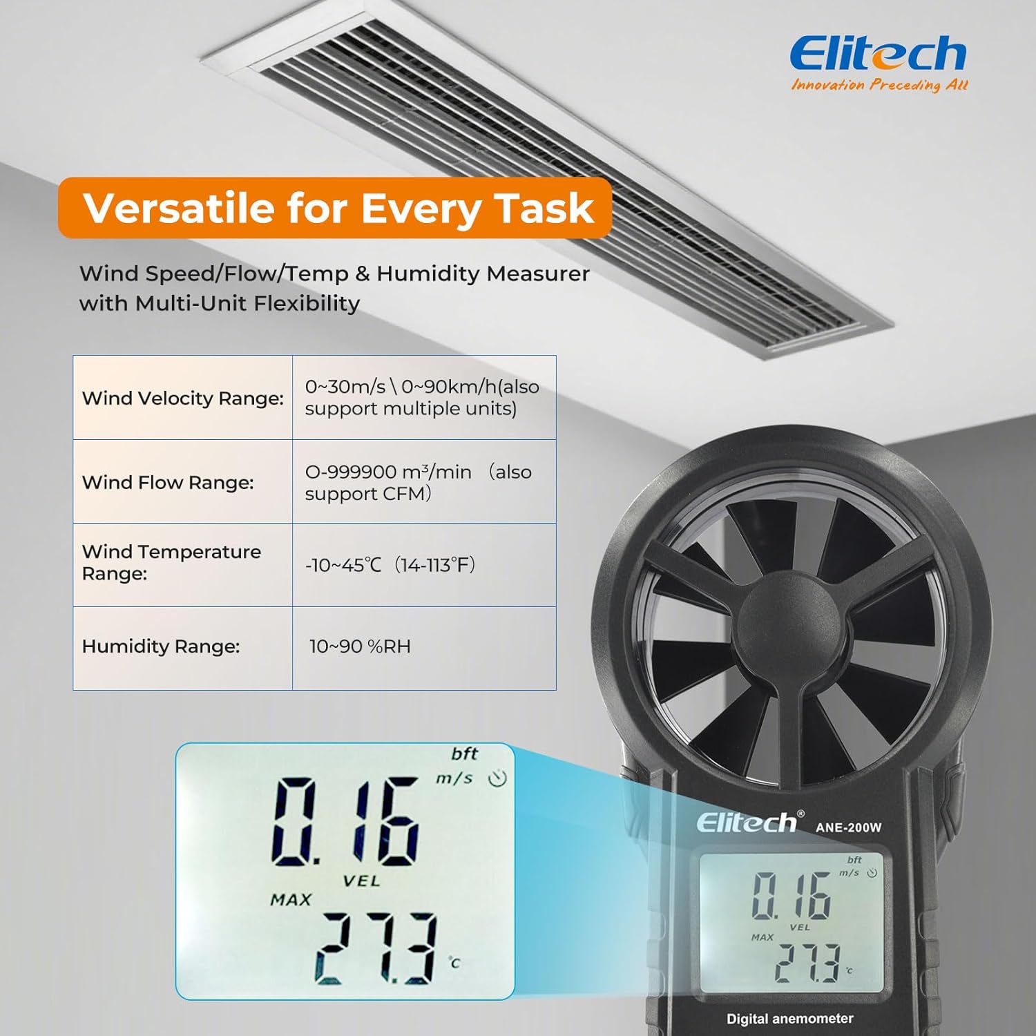 Elitech Anemometro Digitale Bluetooth ANE-200W - immagine 7