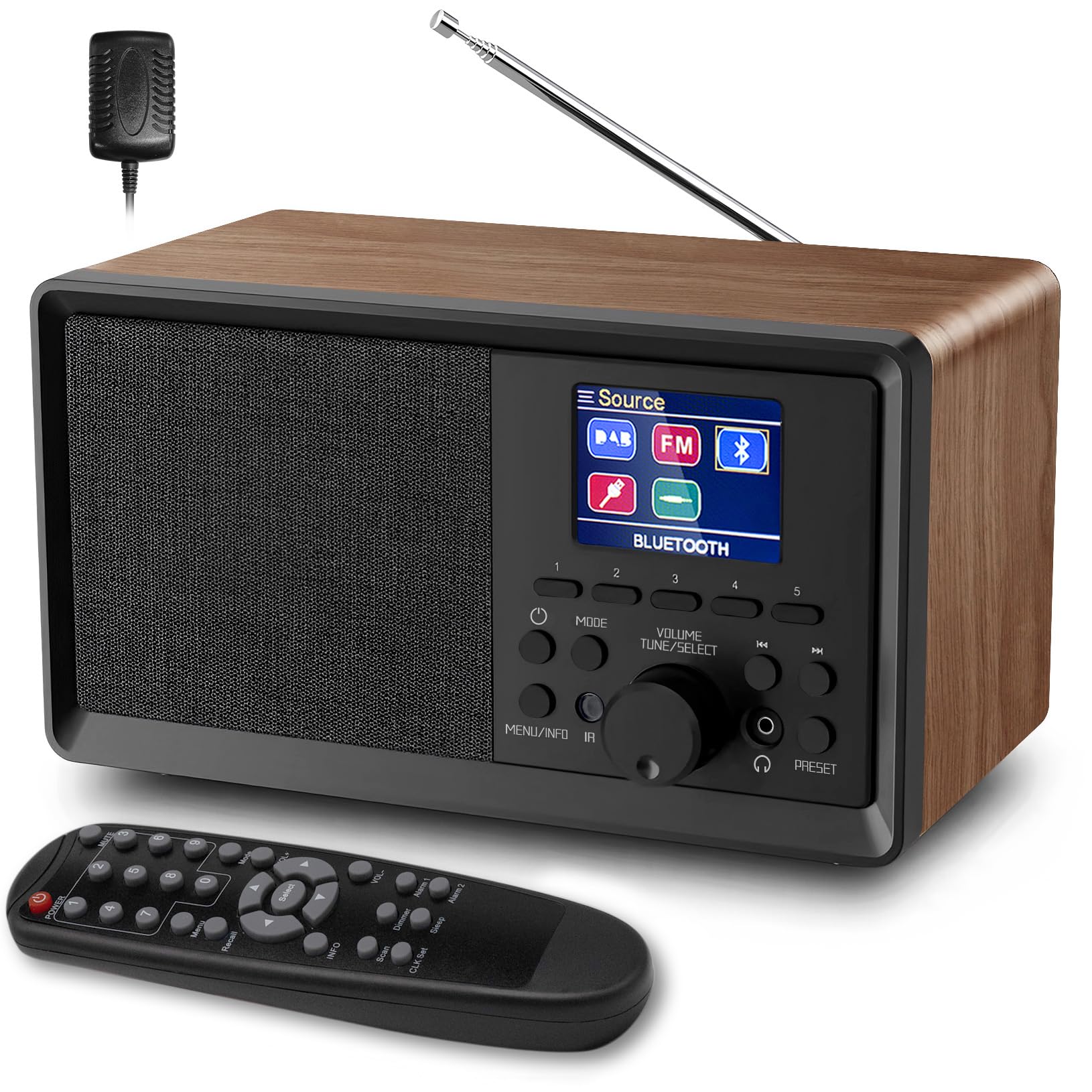 Biaoqinbo Radio DAB/DAB+ FM Bluetooth 5.0, Legno