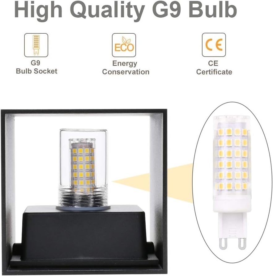 2 Pezzi Lampade da Parete Interni/Esterno 4000K, Nero - immagine 2