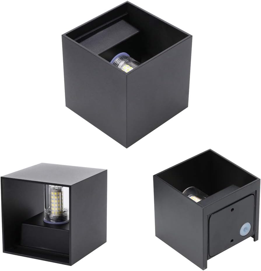 2 Pezzi Lampade da Parete Interni/Esterno 4000K, Nero - immagine 3