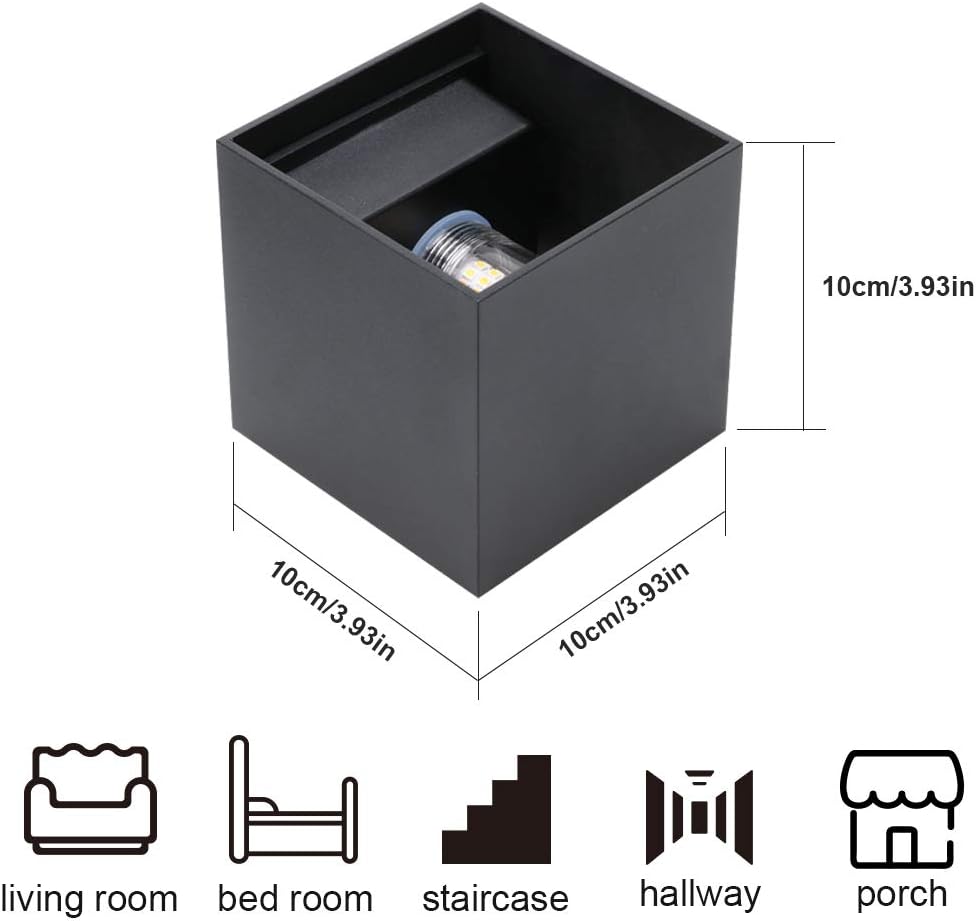 2 Pezzi Lampade da Parete Interni/Esterno 4000K, Nero - immagine 4