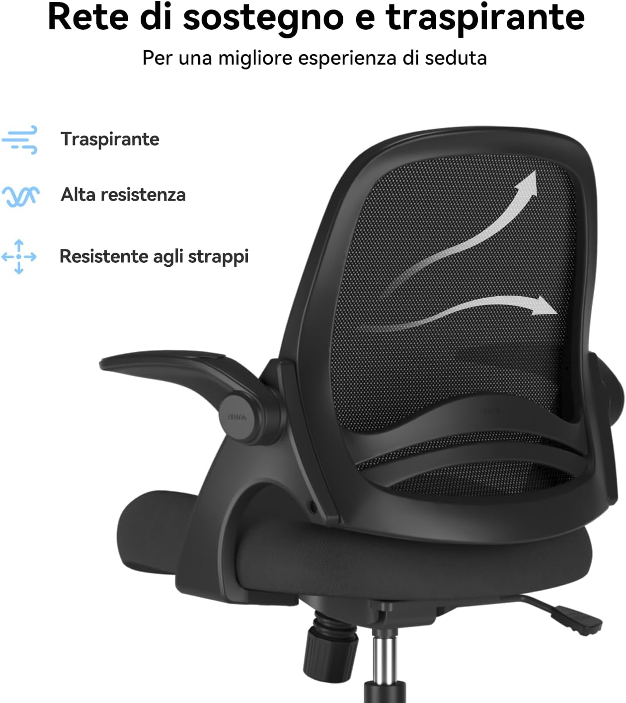Hbada J1 Sedia da Ufficio Ergonomica Girevole, Nero - immagine 7