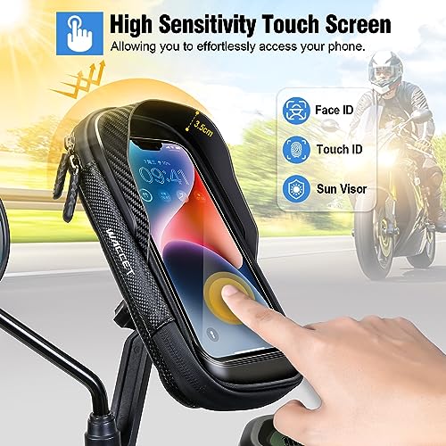 Waccet Porta Cellulare Moto Impermeabile - Nero - immagine 6