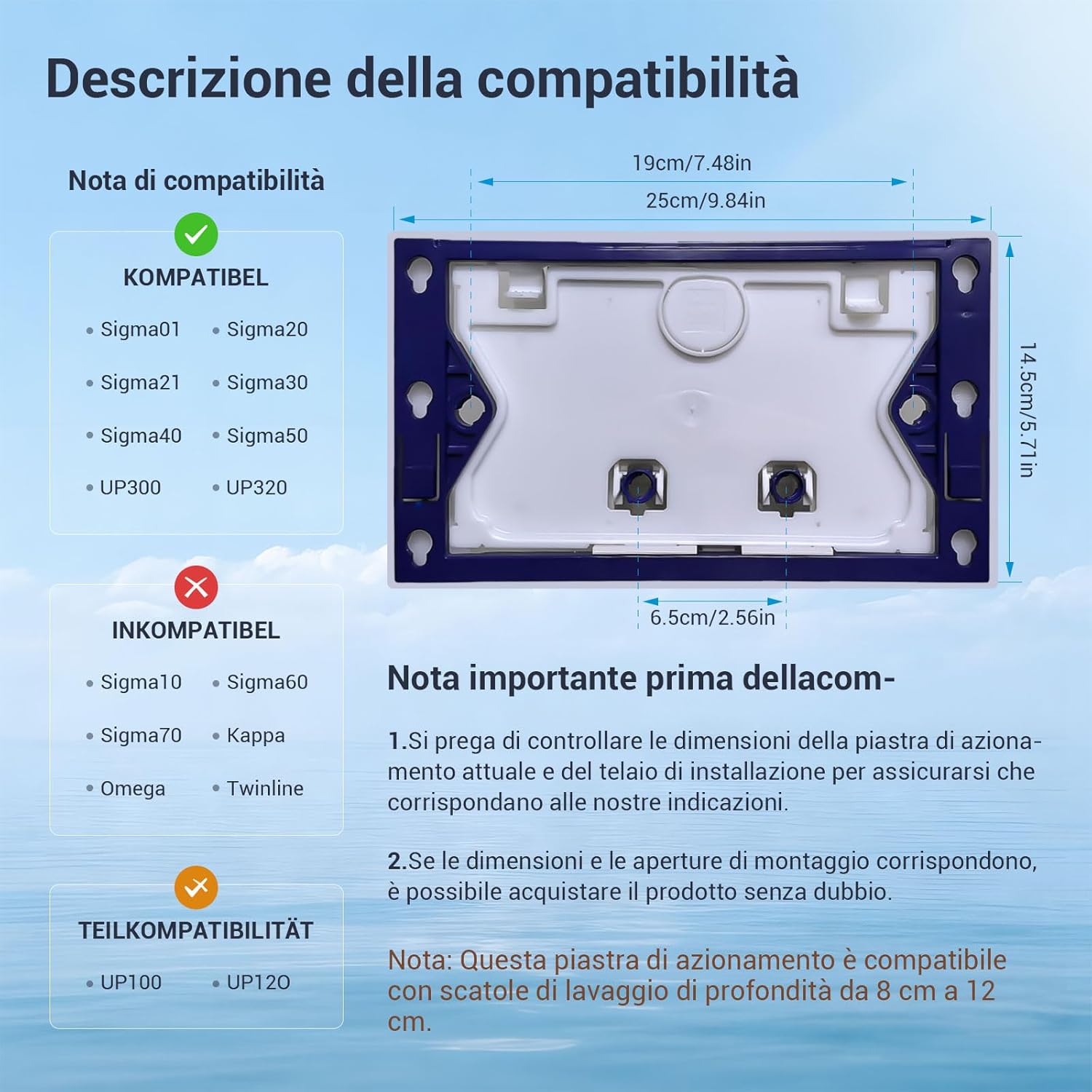 Placca di Comando WC Compatibile Geberit Sigma - immagine 6