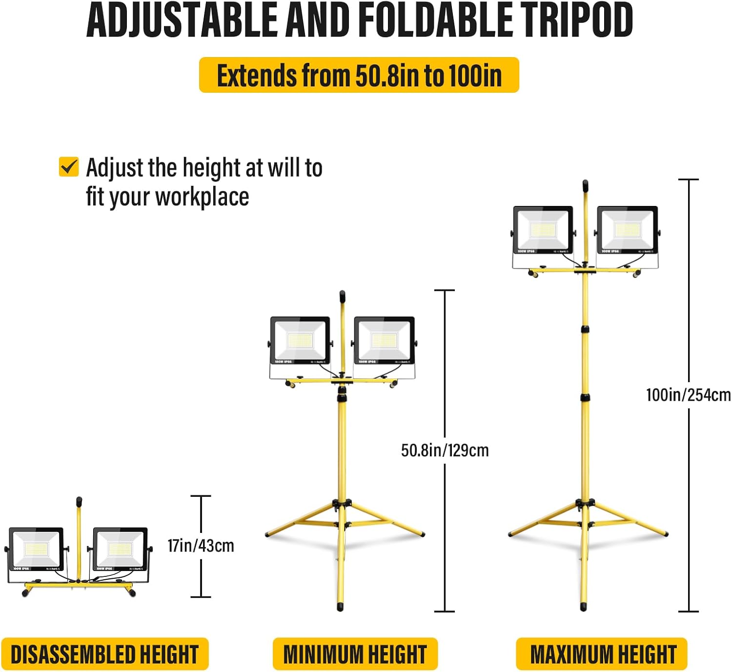RIGIDON Faretto da Cantiere LED 200W 20000LM con treppiede - immagine 2