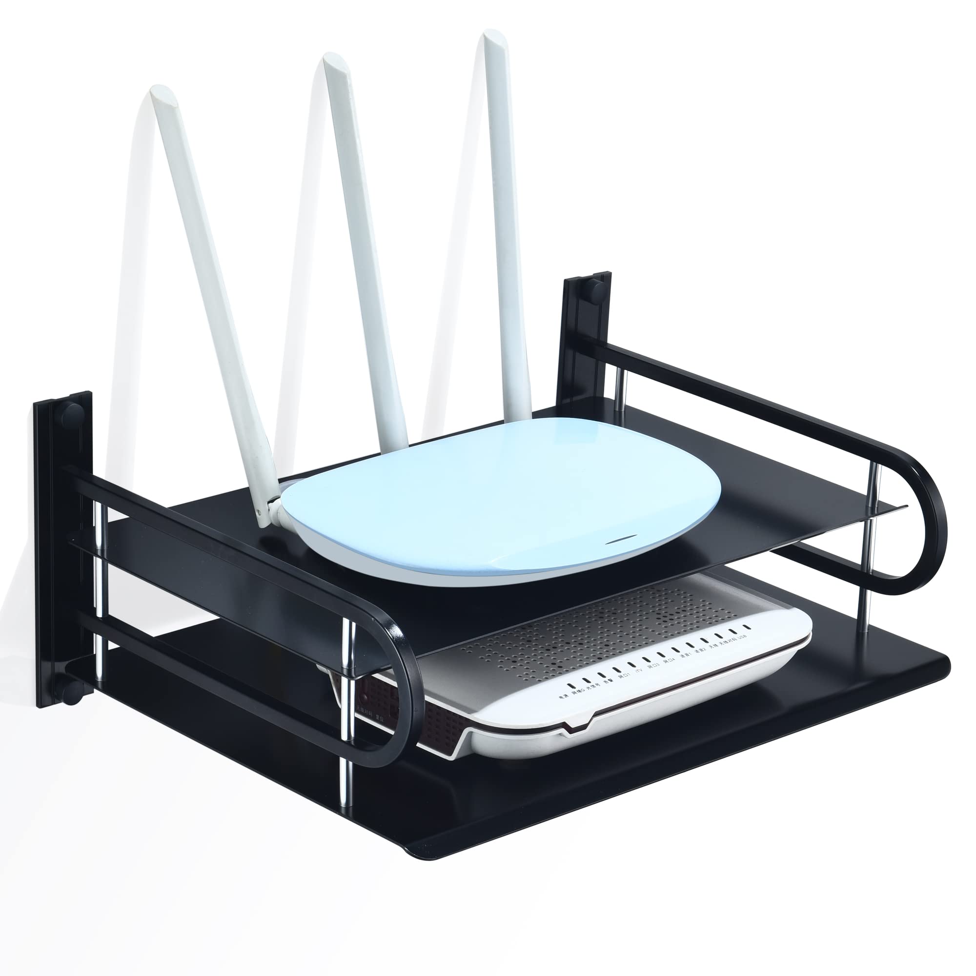 Hnvner Supporto per Router Rack a Parete, 2 Ripiani Grande
