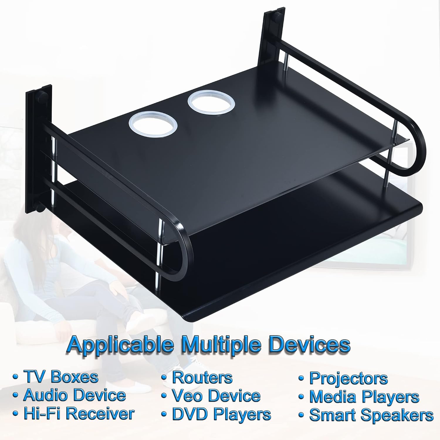 Hnvner Supporto per Router Rack a Parete, 2 Ripiani Grande | Velz