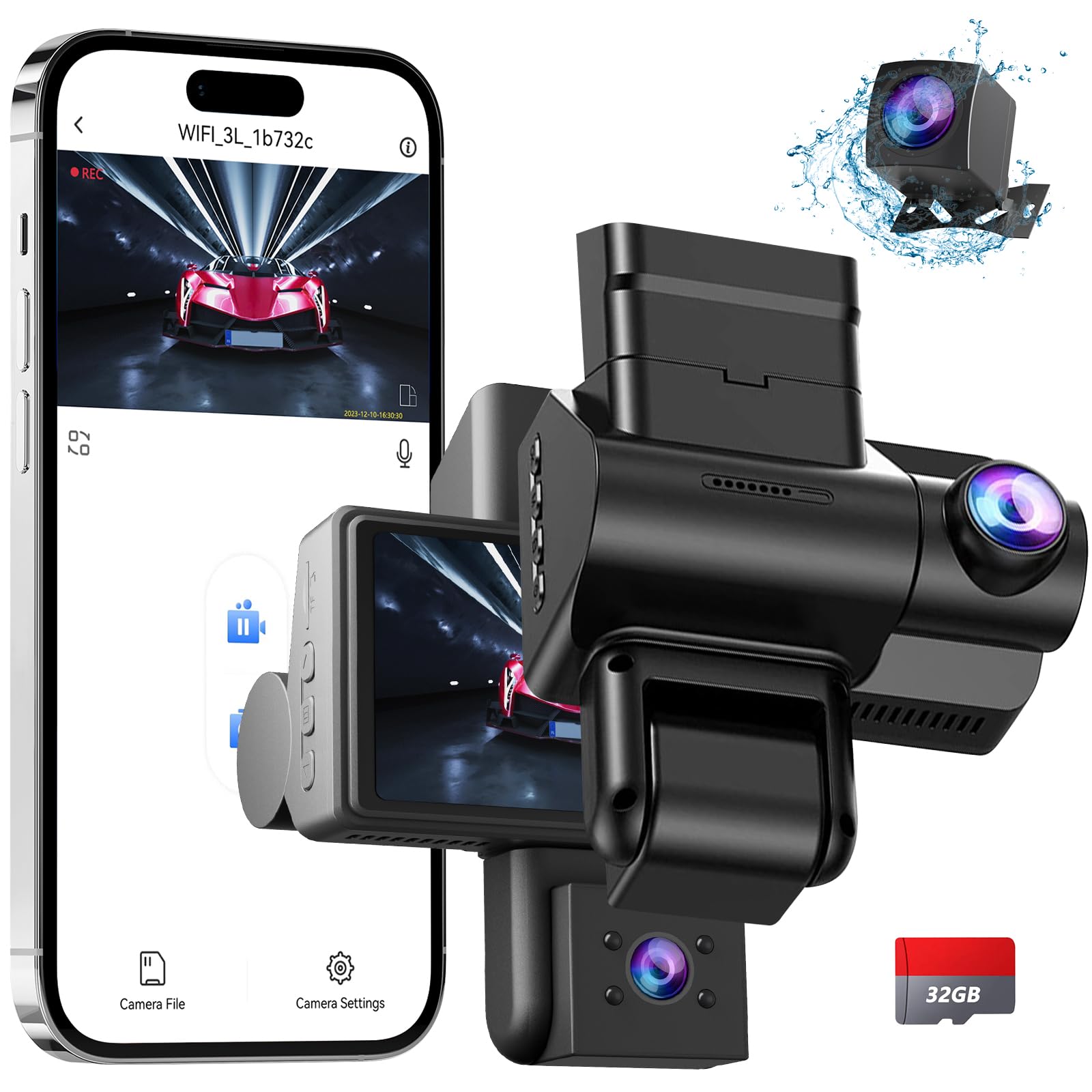 Jcpyiul Dashcam Auto Anteriore Posteriore 2K+1080P