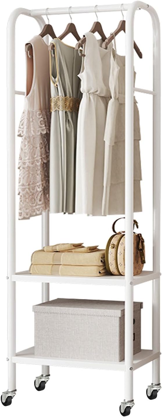 Fuyoula Stand Appendiabiti con Ruote e 2 Ripiani