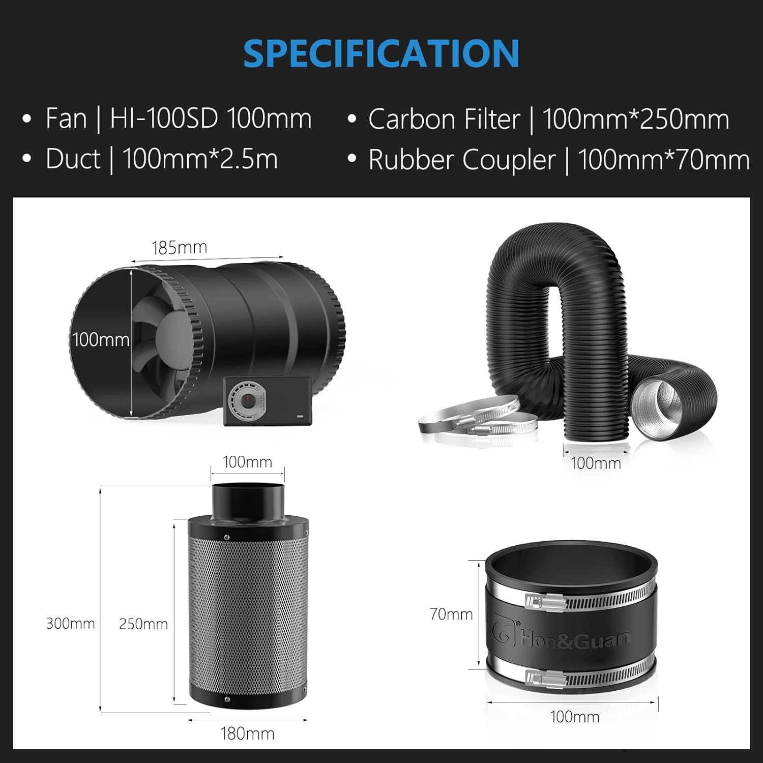 Hon&Guan Set Ventilazione 100mm 221 m³/h - immagine 3