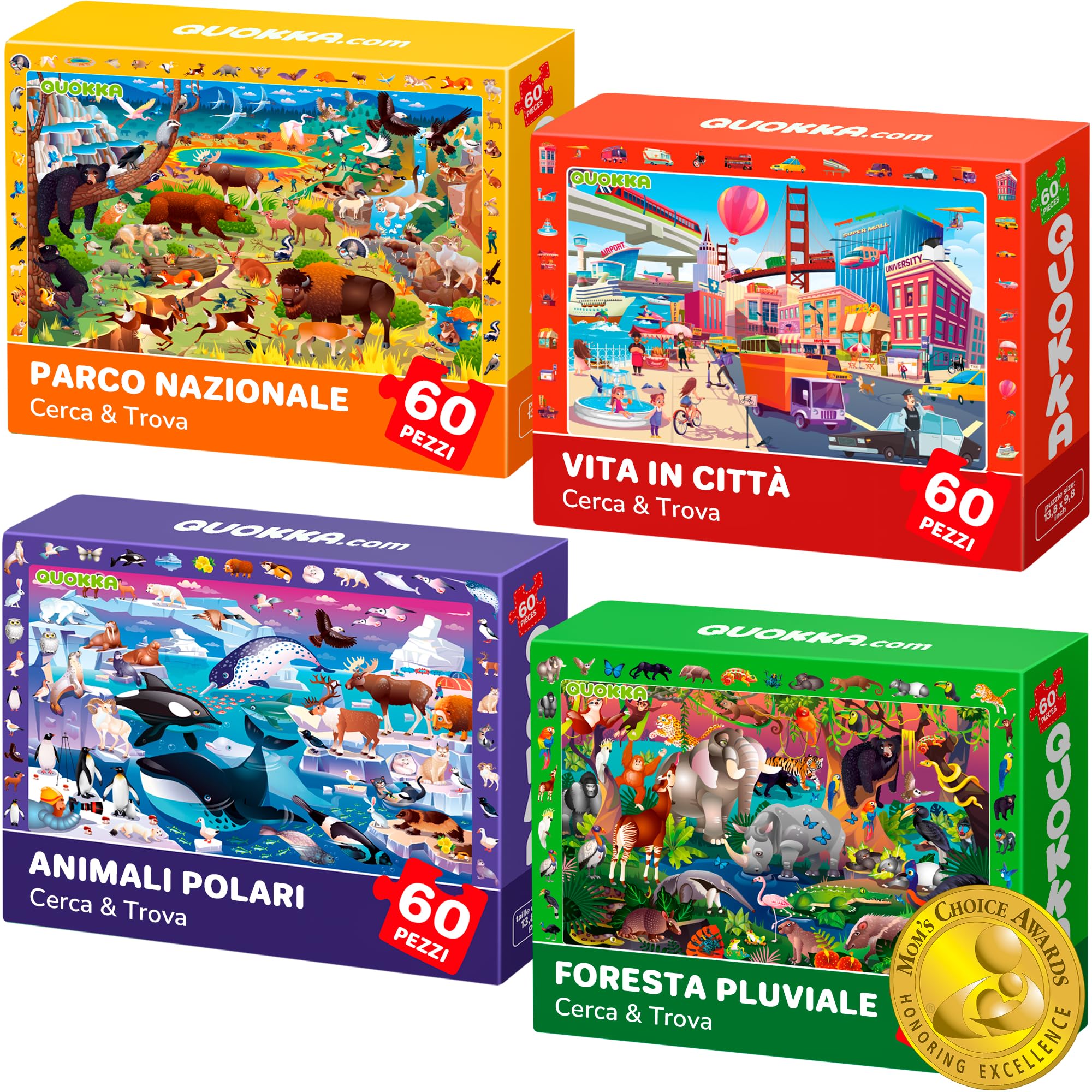 Quokka Puzzle Bambini 4x60 Pezzi Animali