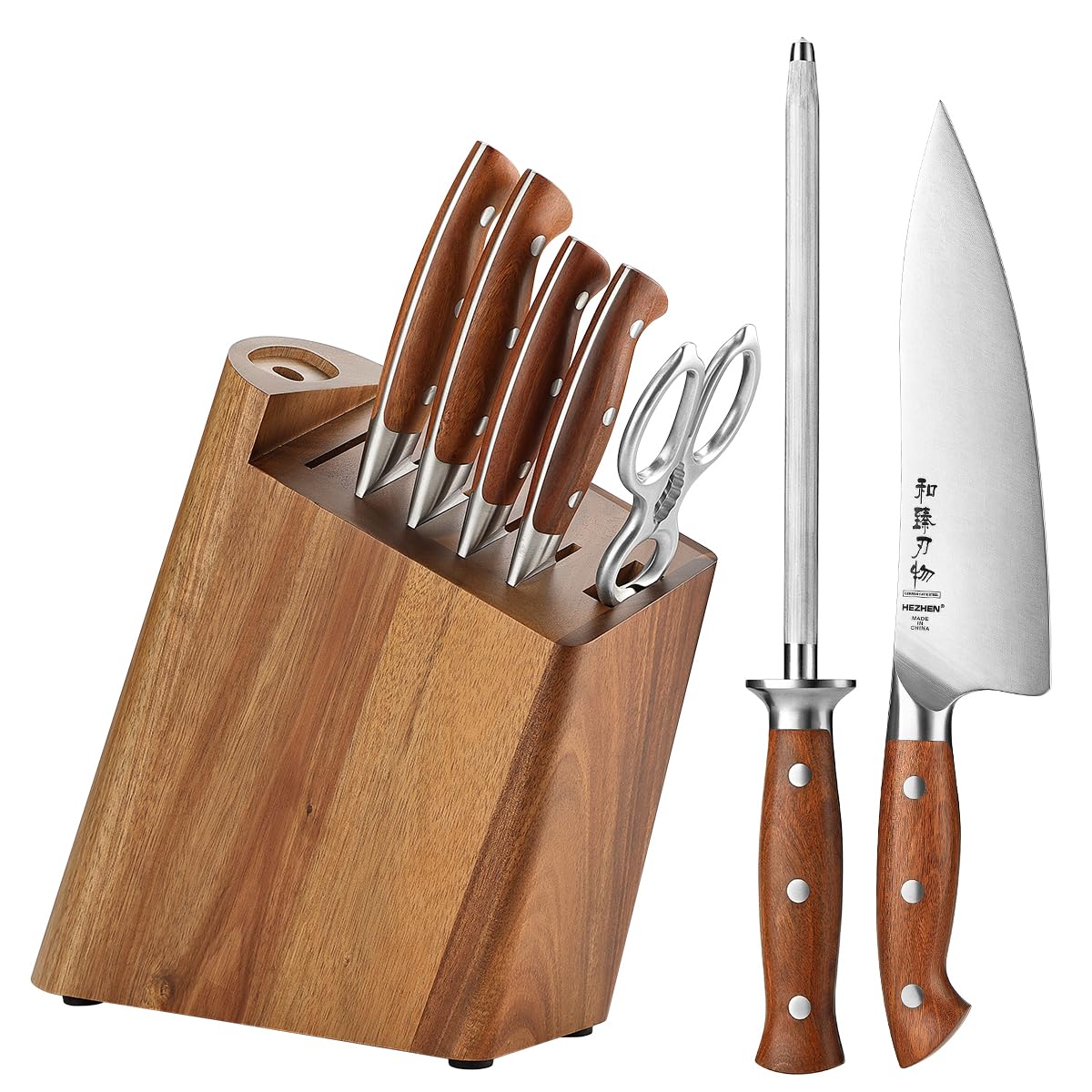 Hezhen - Set di Coltelli da Cucina 8 Pezzi con Blocco