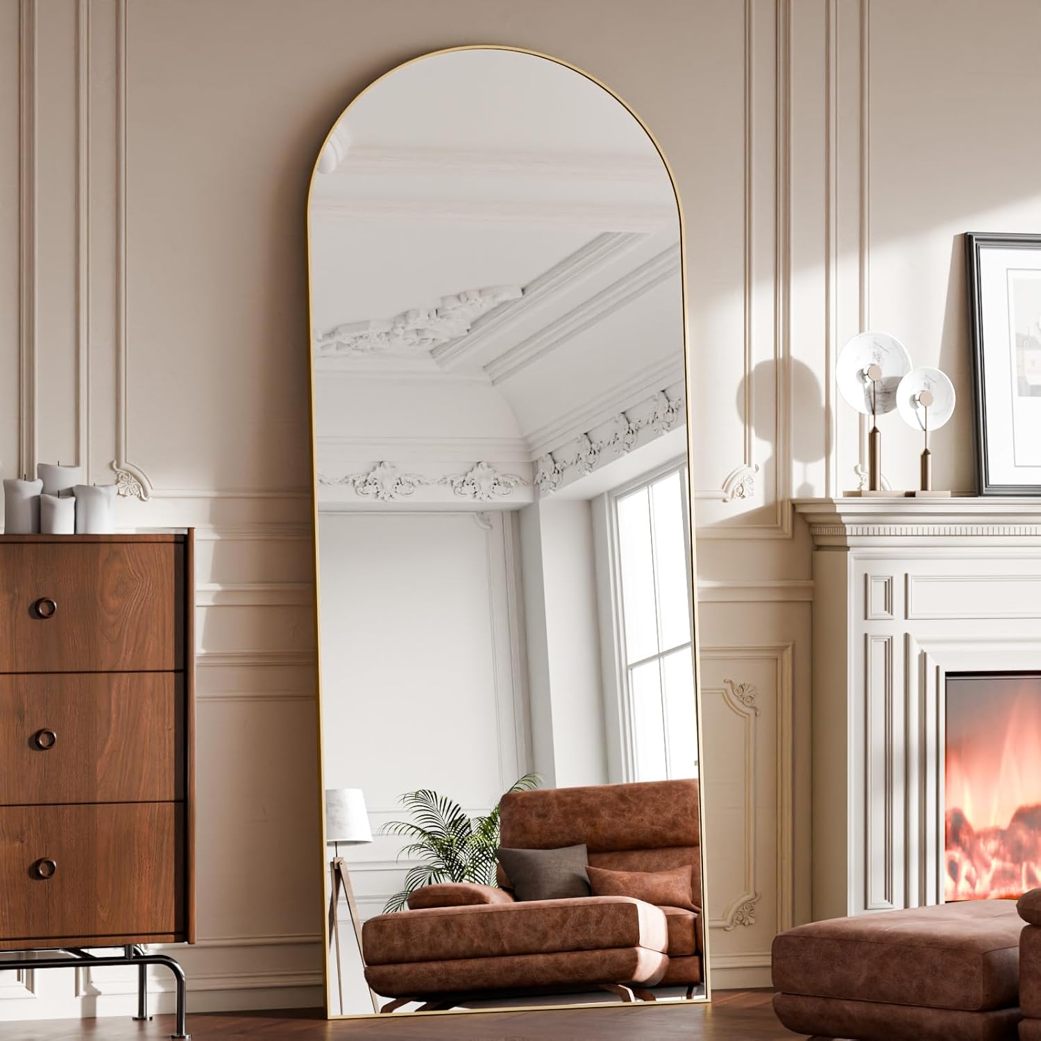 Beautypeak Specchio ad Arco a Figura Intera 142x52cm, Oro - immagine 1