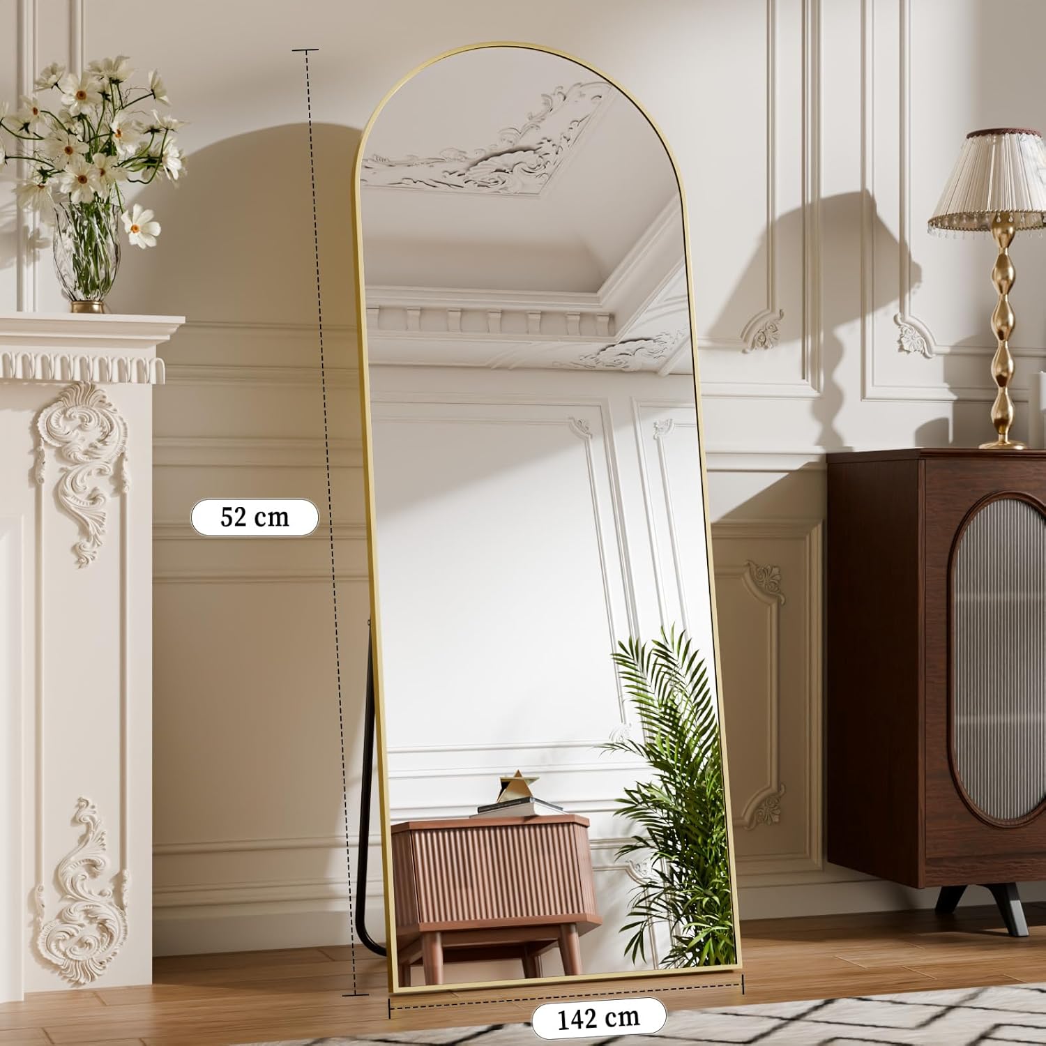 Beautypeak Specchio ad Arco a Figura Intera 142x52cm, Oro - immagine 6