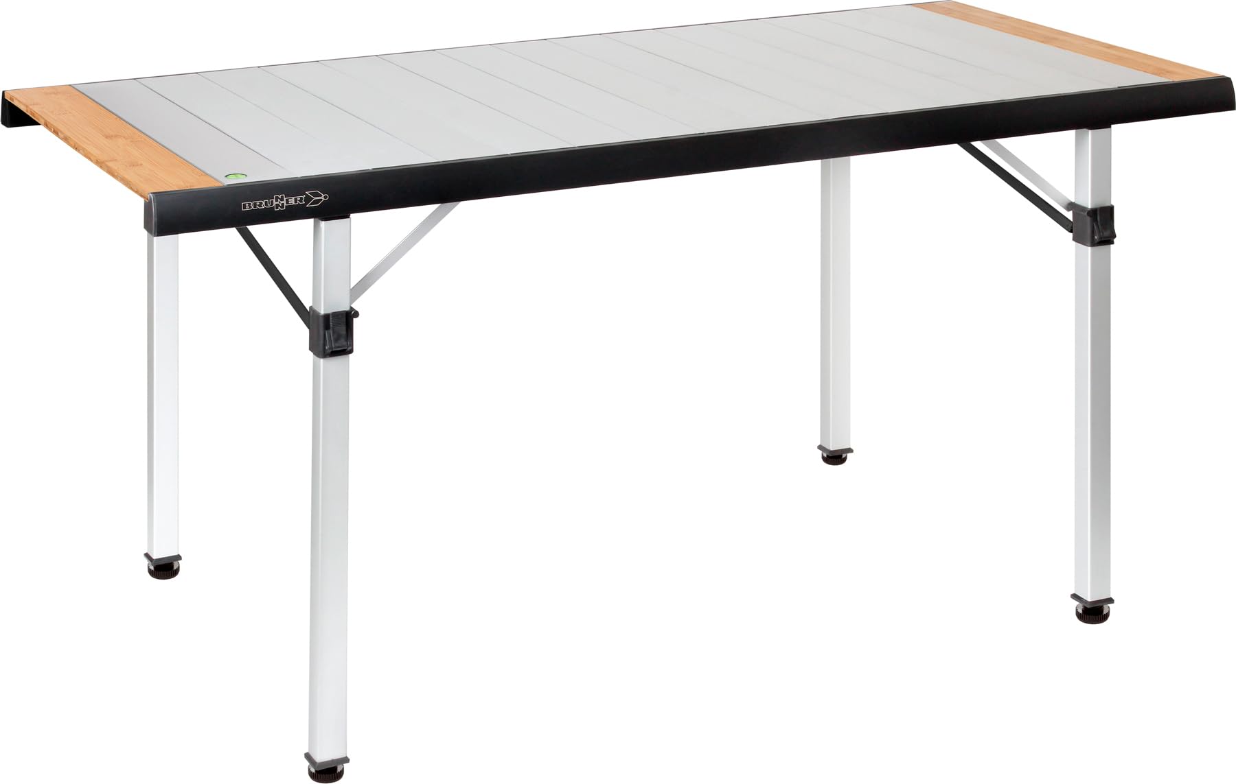 BRUNNER 0406096N Titanium Quadra Tropic 6, Tavolo con Ripiano Arrotolabile in Alluminio e Listelli in bambù, per Campeggio, Camper, Picnic, Portata Max 30 kg, con Borsa Trasporto