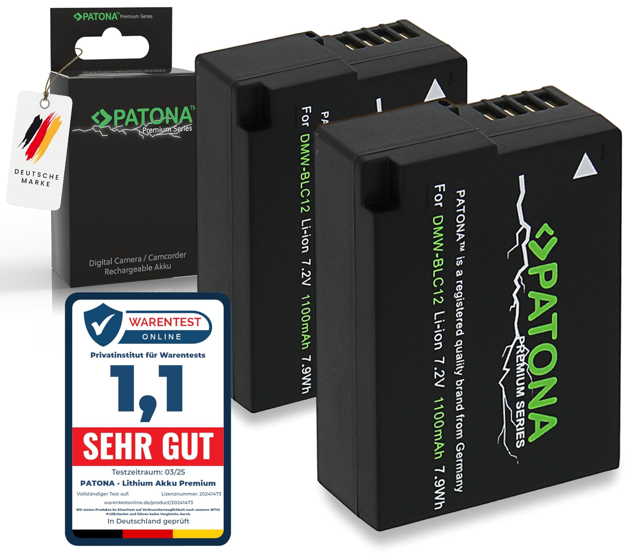 Patona 2x Batteria DMW-BLC12 1100mAh per Panasonic