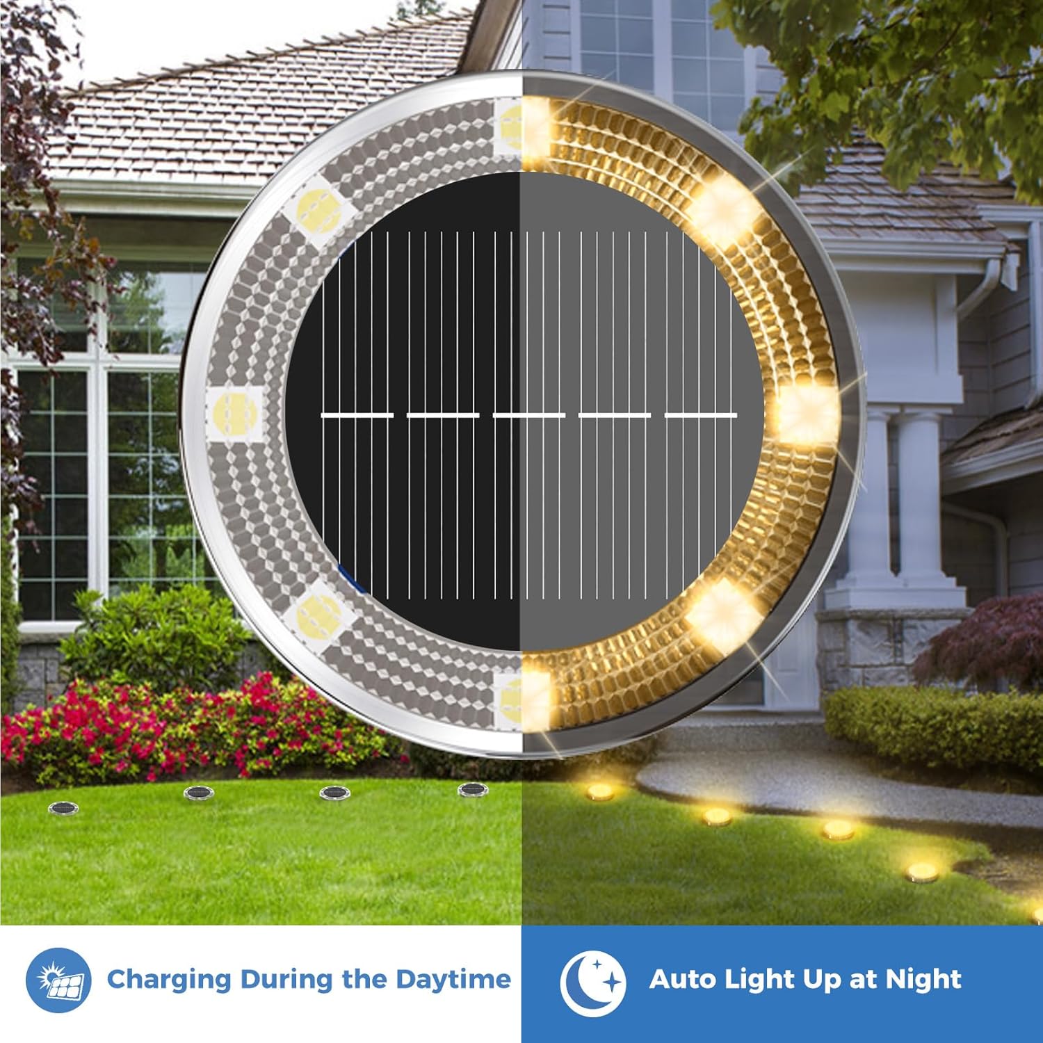 Peasur Luci Solari da Giardino 12 Pezzi 8 LED, Bianco Caldo - immagine 2