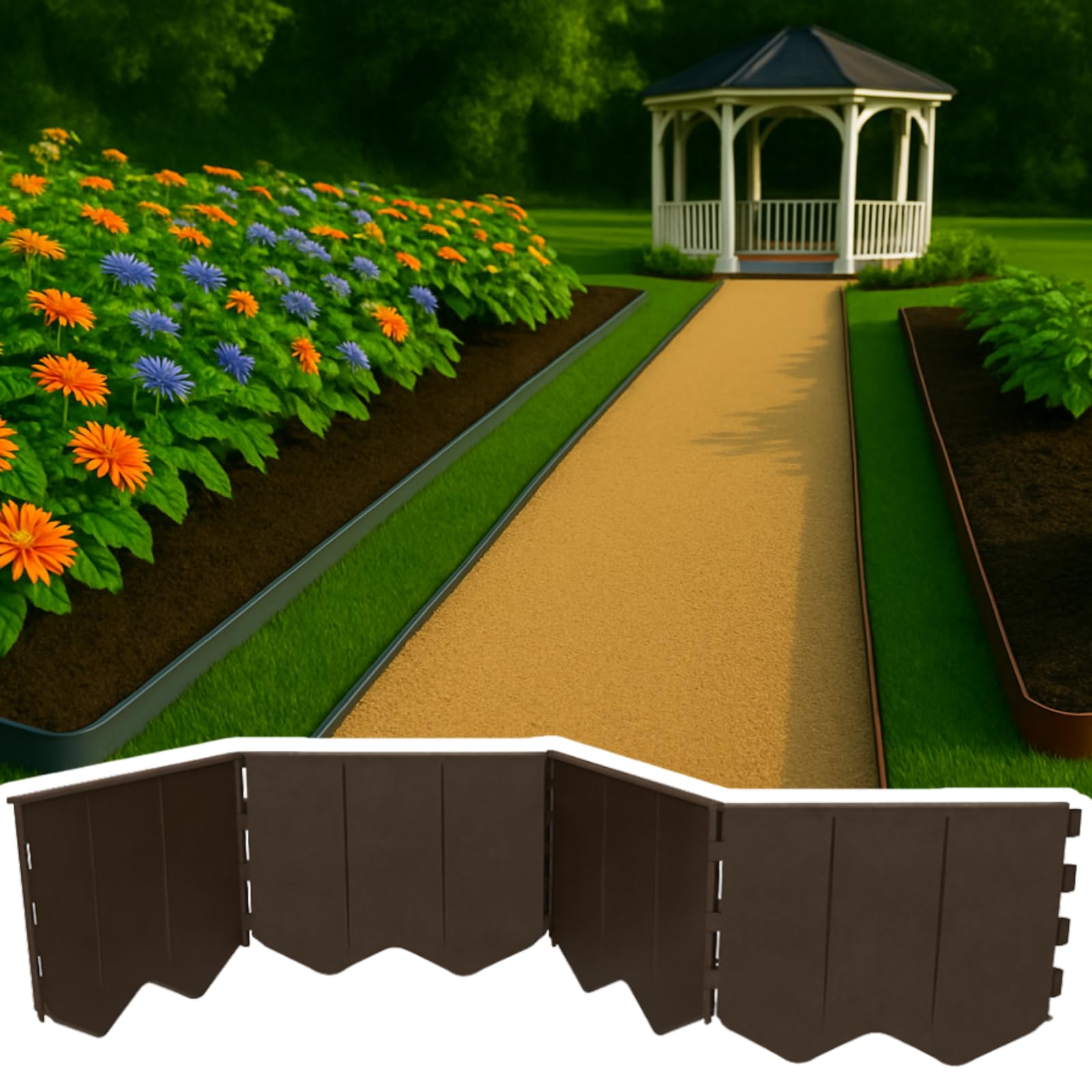 Gardenix Bordo per Aiuole in Plastica Marrone 10,3m