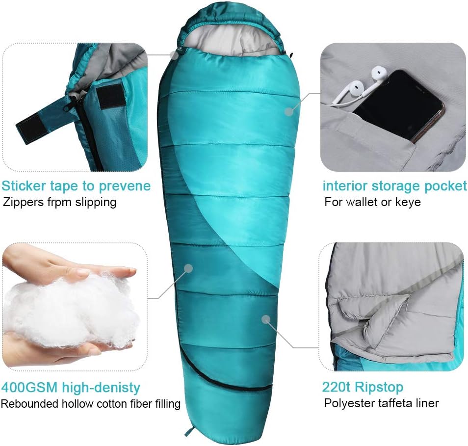 Forceatt Sacco a Pelo Mummia con Cappuccio 0℃-20℃ - immagine 2