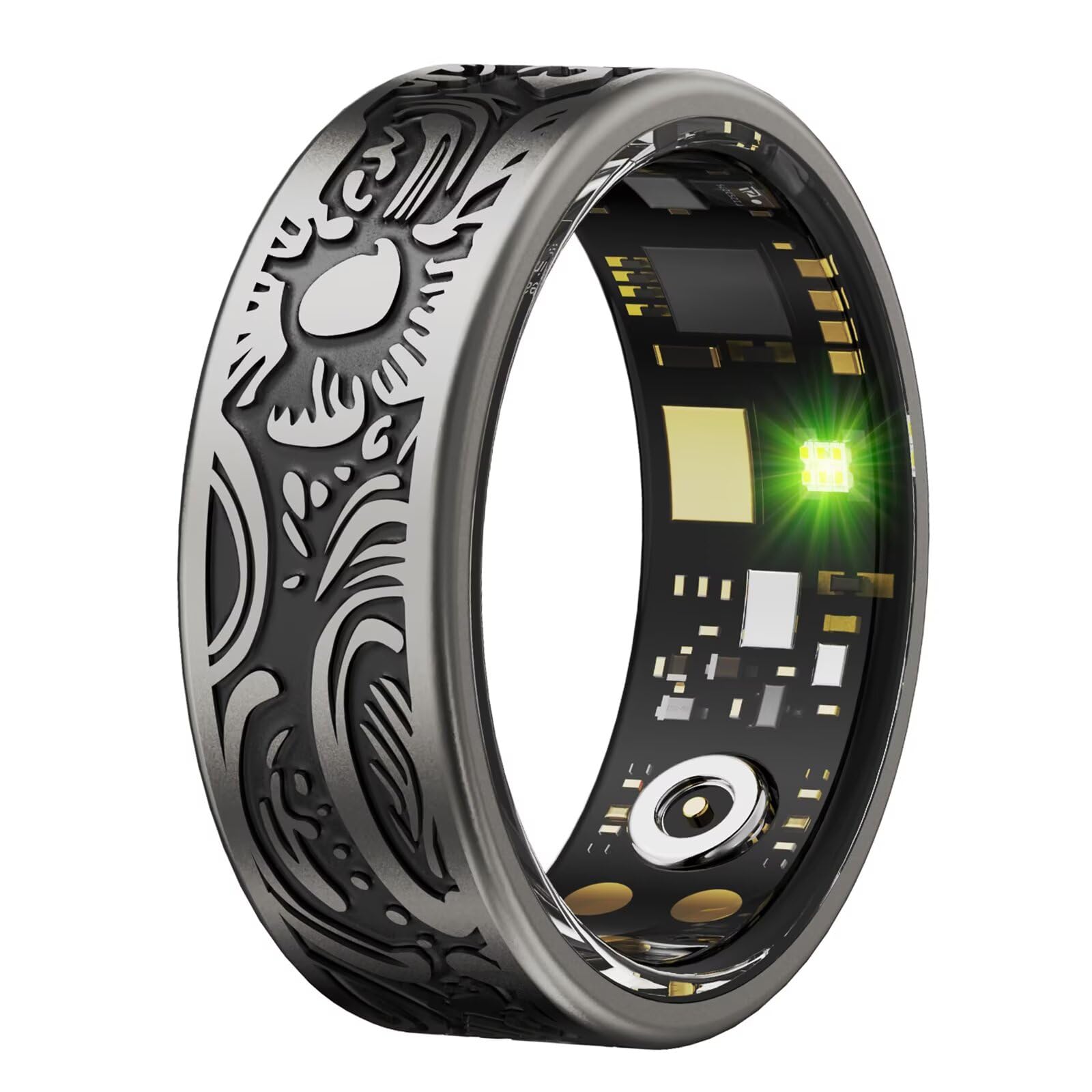 Smart Ring Android iOS Fitness Tracker per Uomo e Donna, Nero