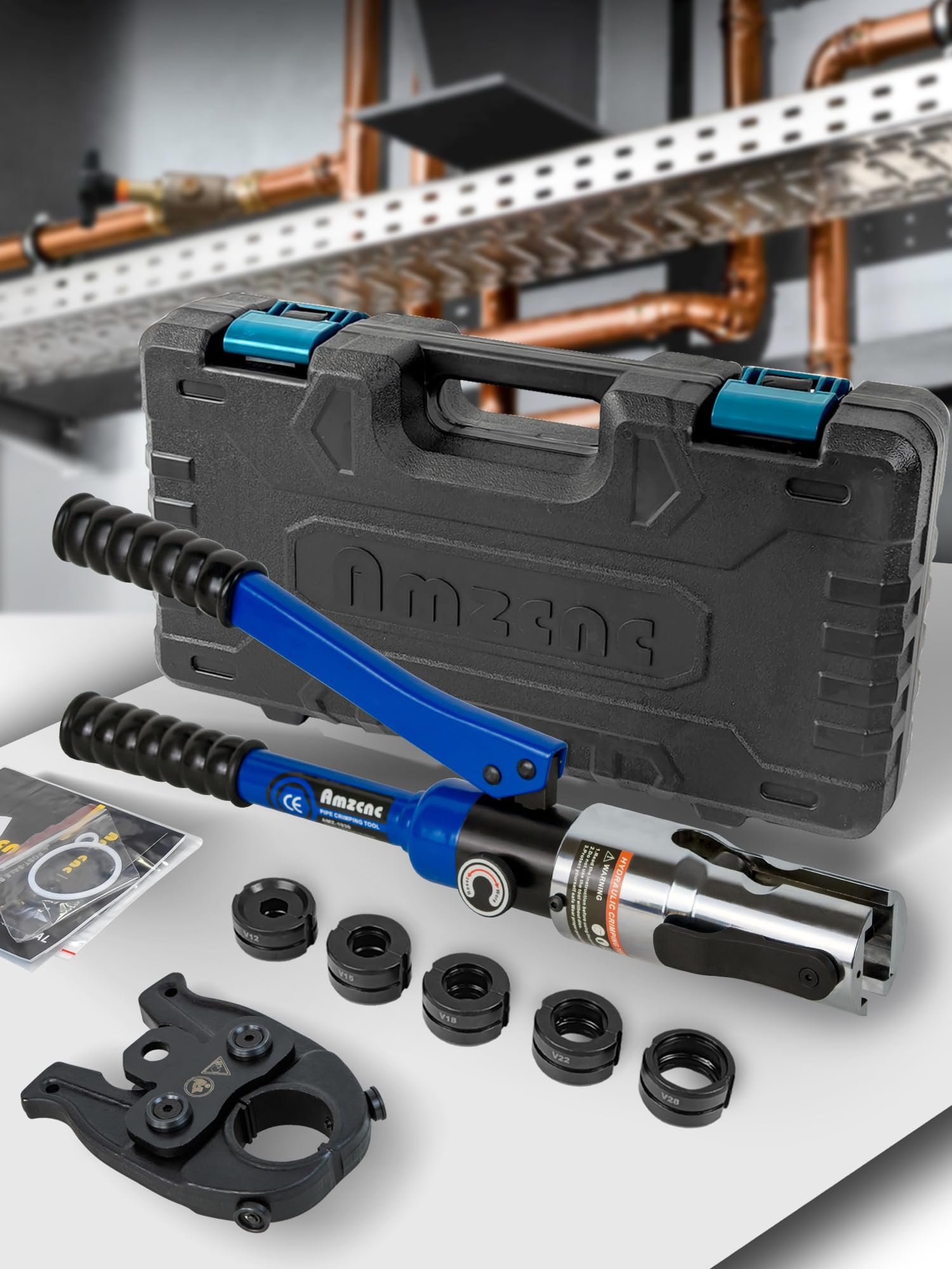 Amzcnc - Pinza Pressa Idraulica Professionale con Ganasce a V