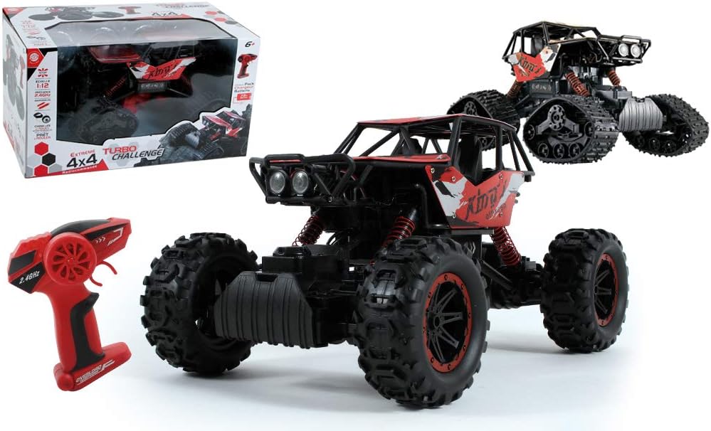 Turbo Challenge Chenille 4X4 Extreme - Auto RC 1/12, Rossa - immagine 3