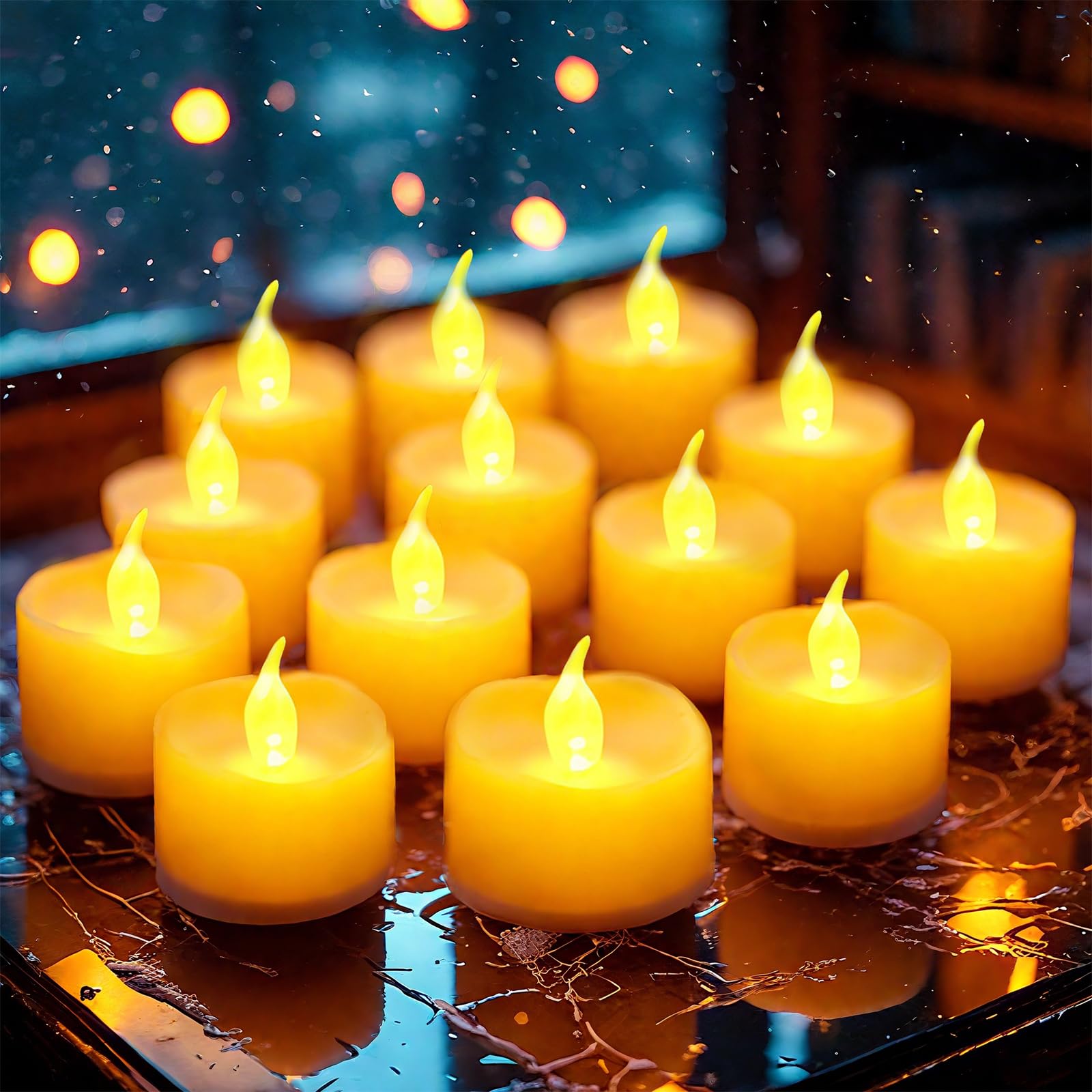 Lqwell Confezione 12 Candele Tealight LED Giallo Caldo