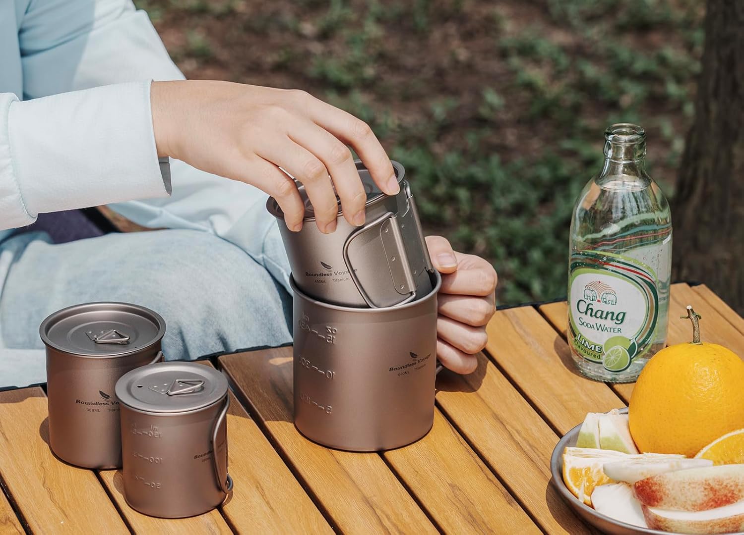 Ibasingo Tazza in Titanio Vaso da Campeggio con Coperchio - immagine 5