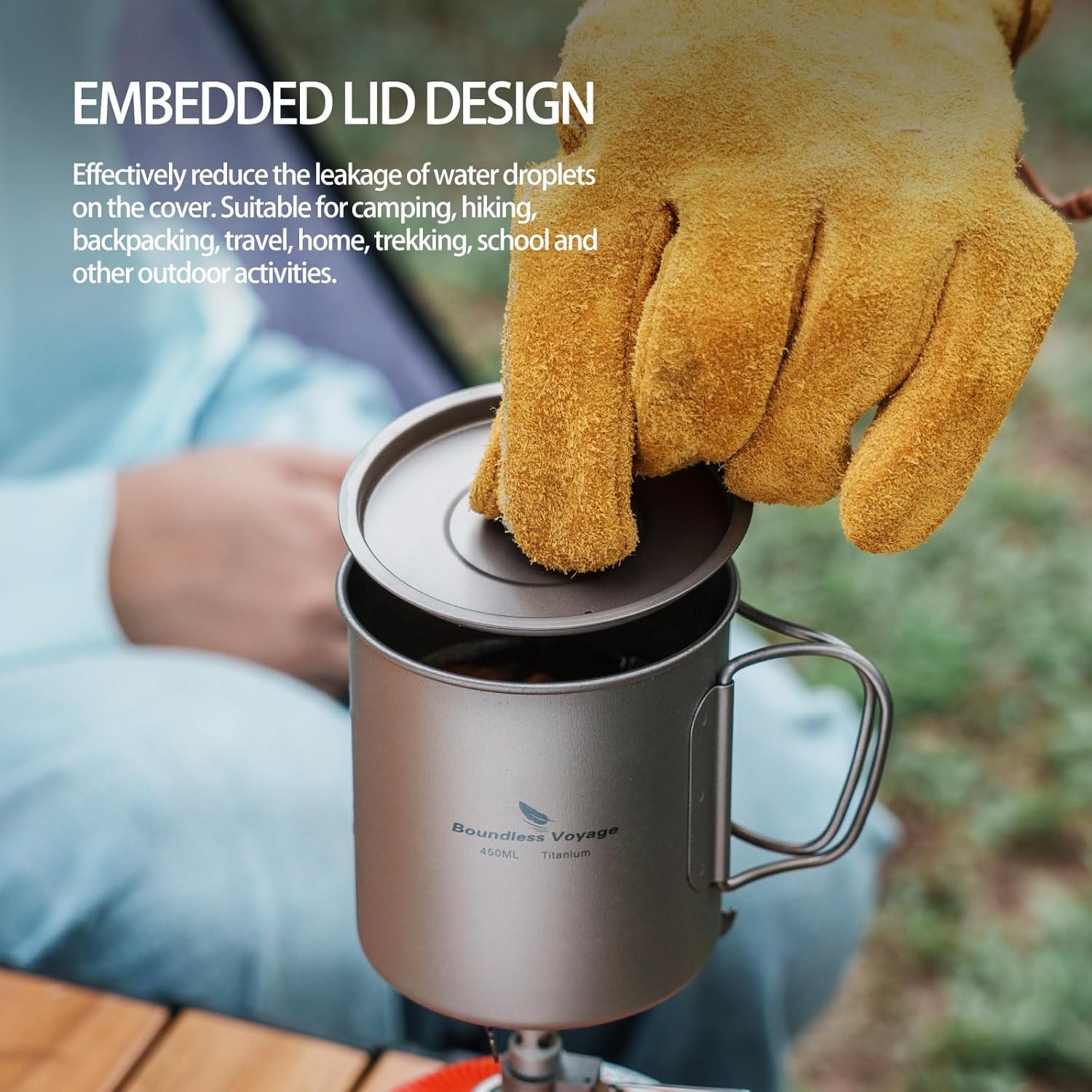 Ibasingo Tazza in Titanio Vaso da Campeggio con Coperchio - immagine 6