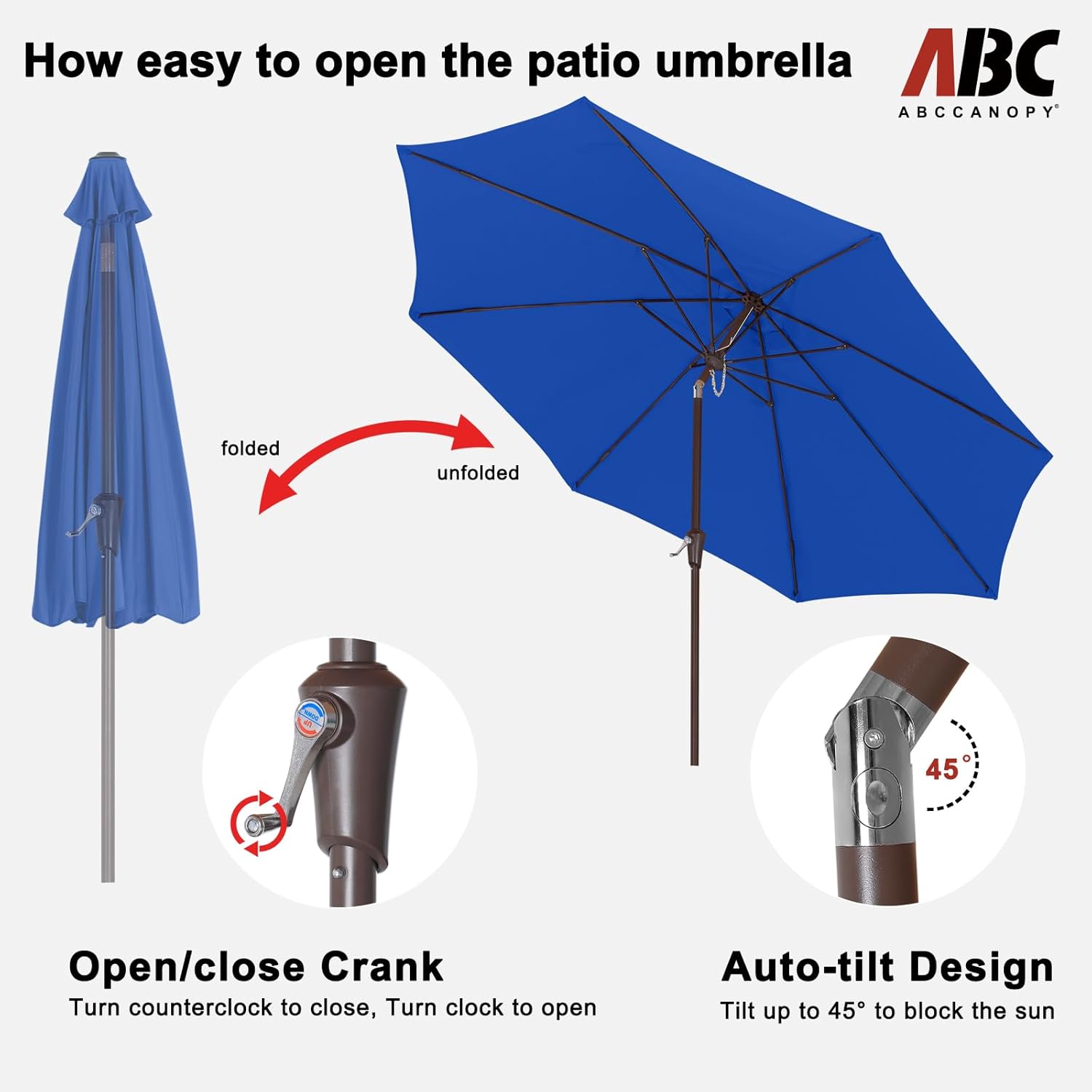 ABCCANOPY - Ombrelli da patio, 9 cm, colore: Blu - immagine 5