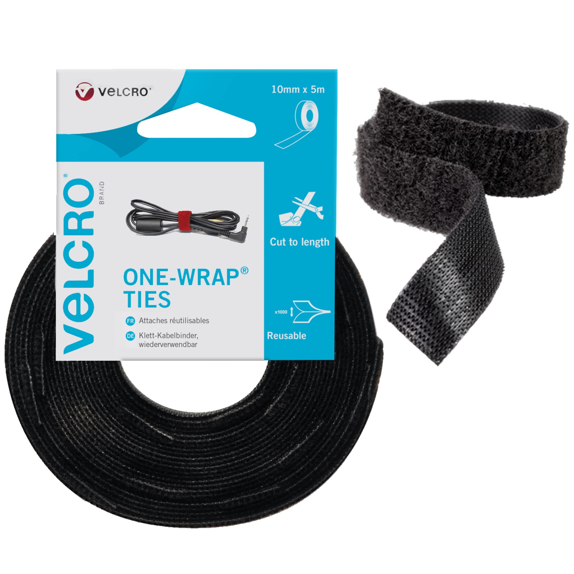 VELCRO Brand Fascette riapribili 10mm x 5m Nero