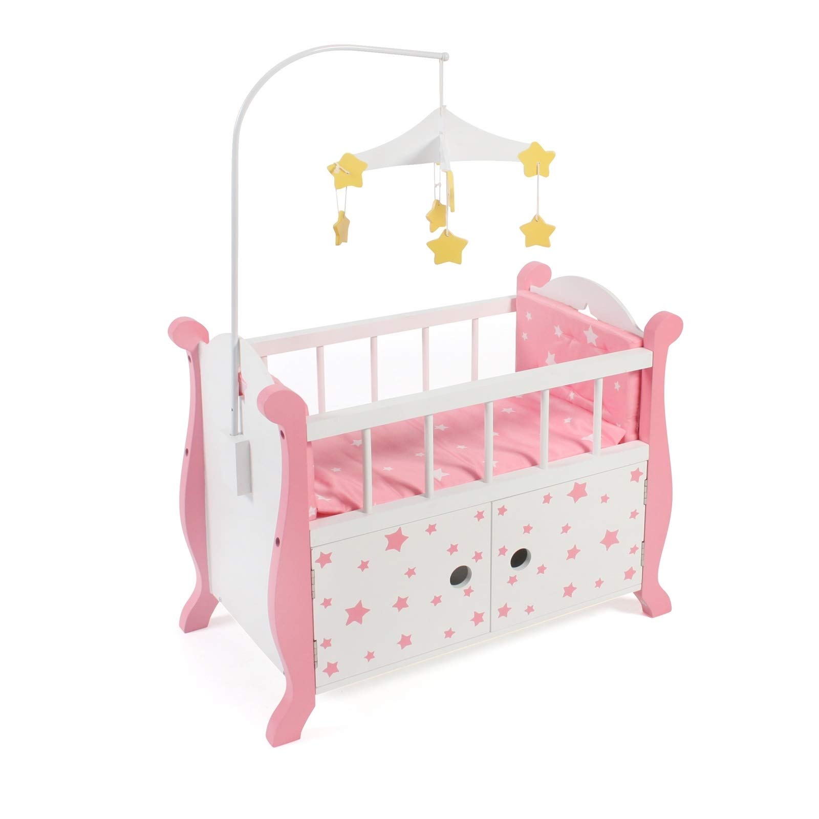 Bayer Chic 2000-Letto per Bambole con Mobile, Colore Stella Rosa, Piccolo, 510 88