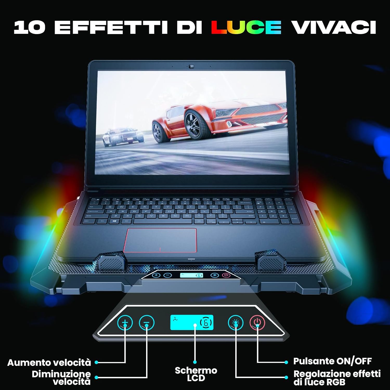 Klim V8 Base di Raffreddamento Gaming per Notebook 17" - immagine 4
