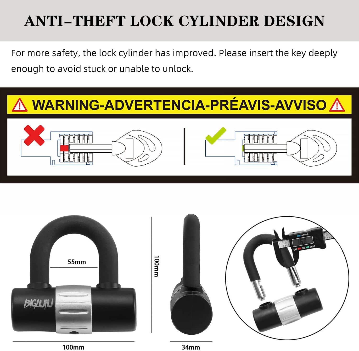 Biglufu Catena Antifurto per Bicicletta 15mm Argento - immagine 3