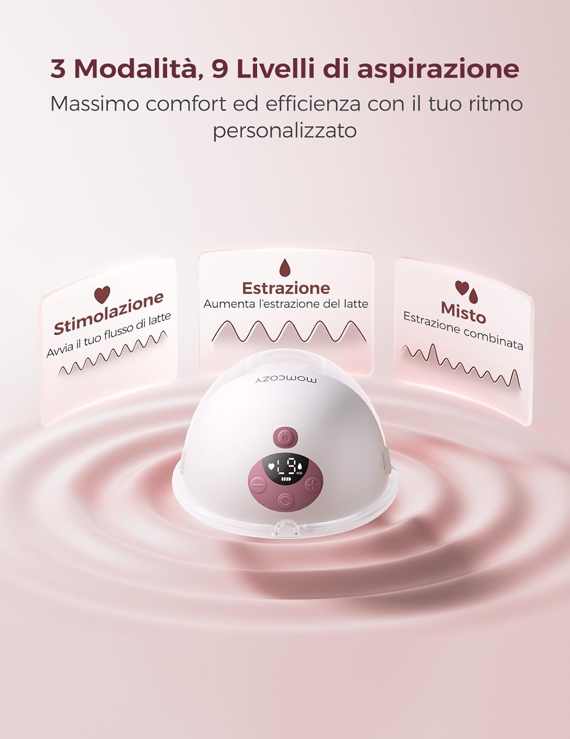 Momcozy Tiralatte Elettrico Indossabile M5 con App, 24mm - immagine 5
