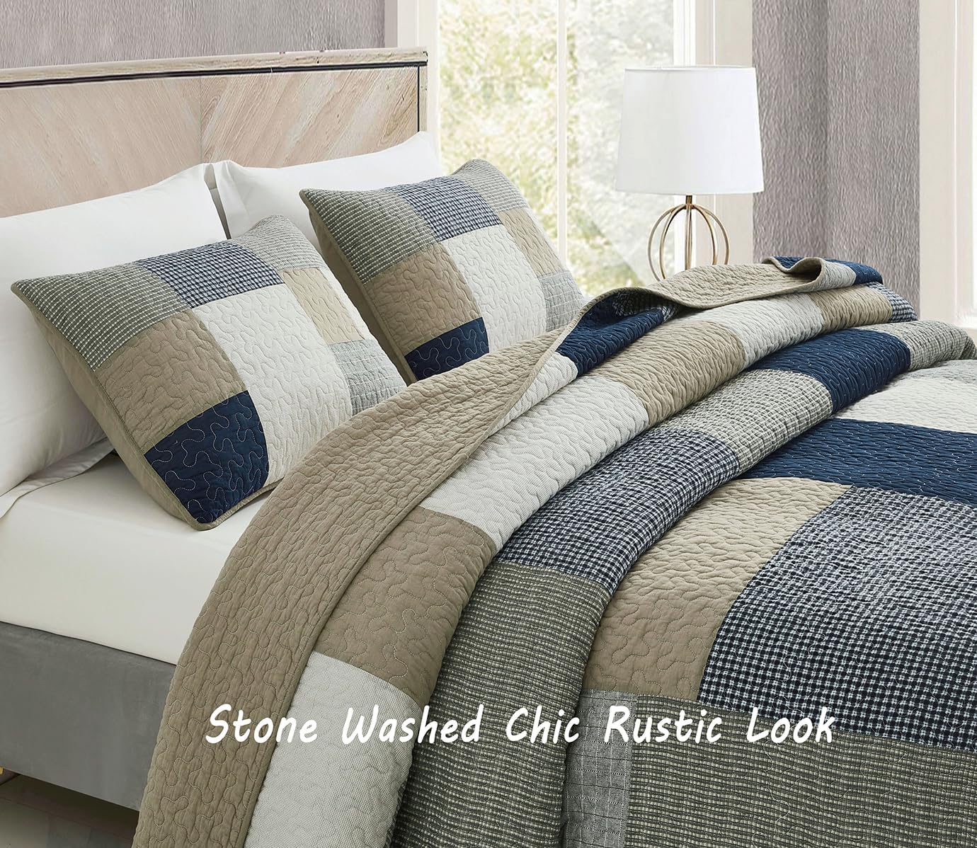 Chezmoi Collection Addy - Set Trapunta Patchwork 3 Pezzi - immagine 4