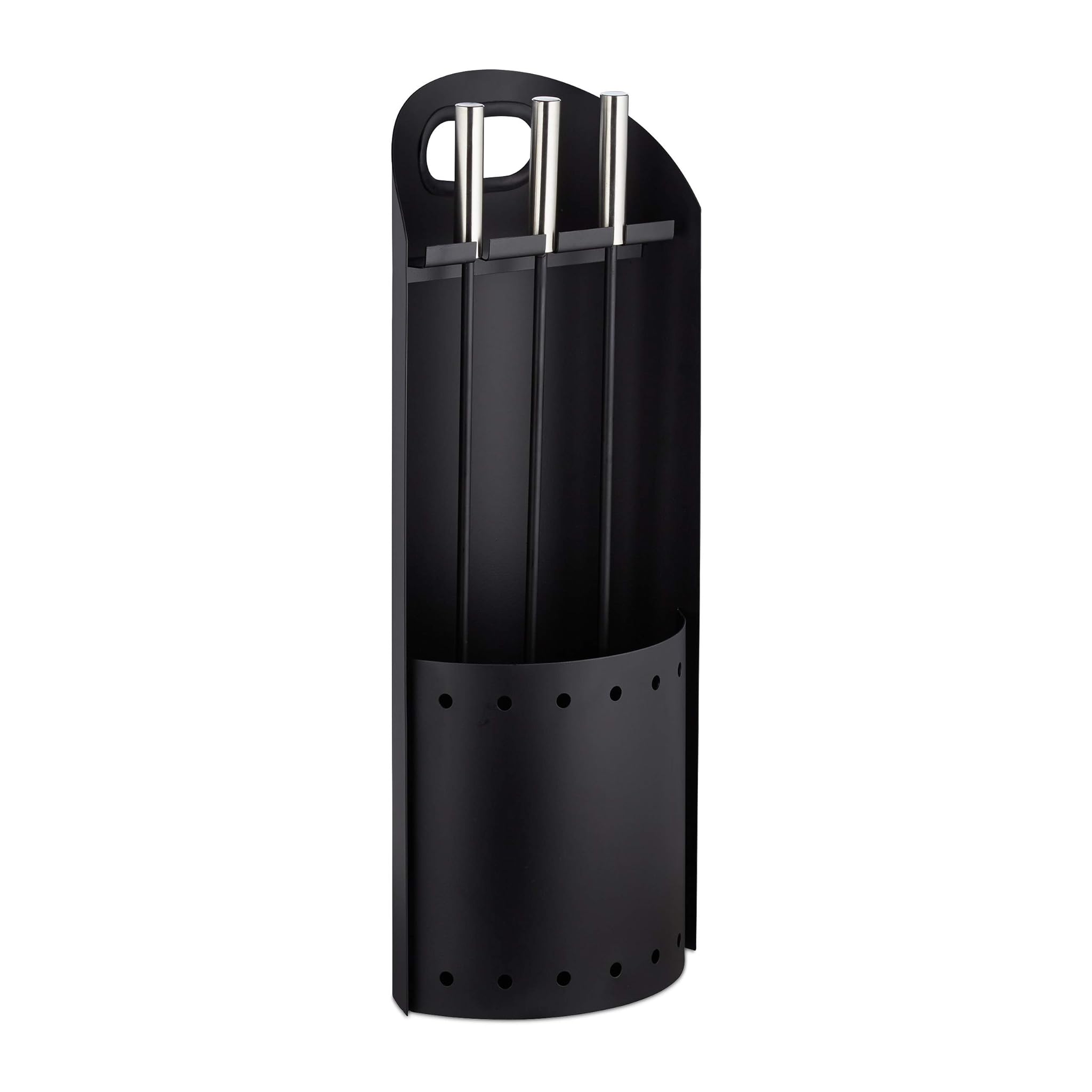 Relaxdays Set 4 Accessori Camino e Stufa 59x23,5x16cm, Nero