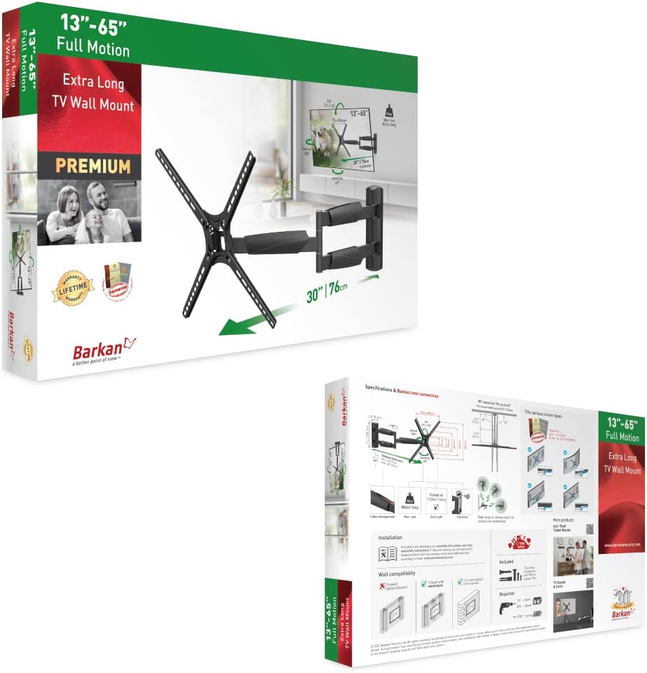 Barkan Supporto TV da Parete 76cm per 13-65" LED OLED LCD - immagine 7