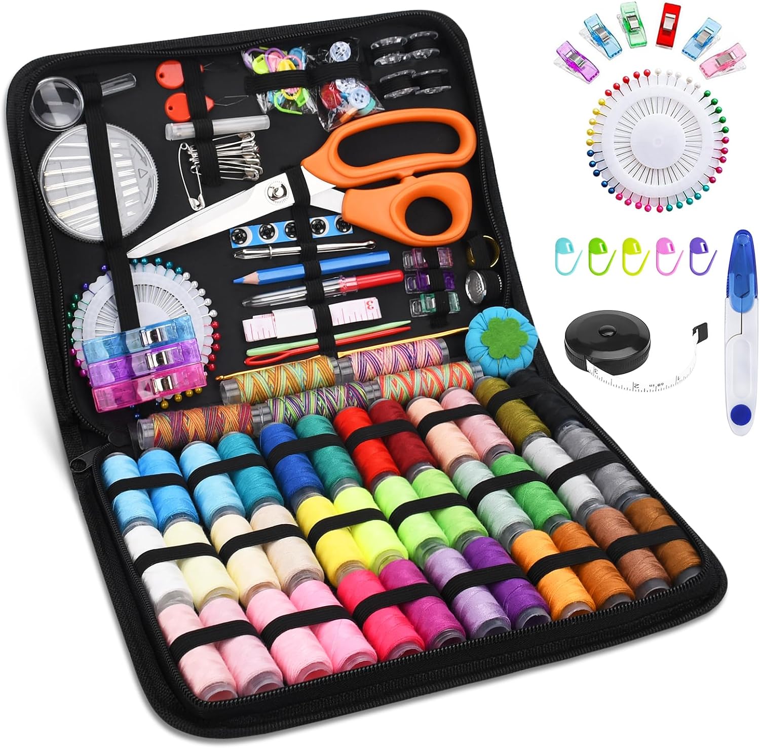 Set da Cucito con 206 Accessori e Valigetta in PU - immagine 1