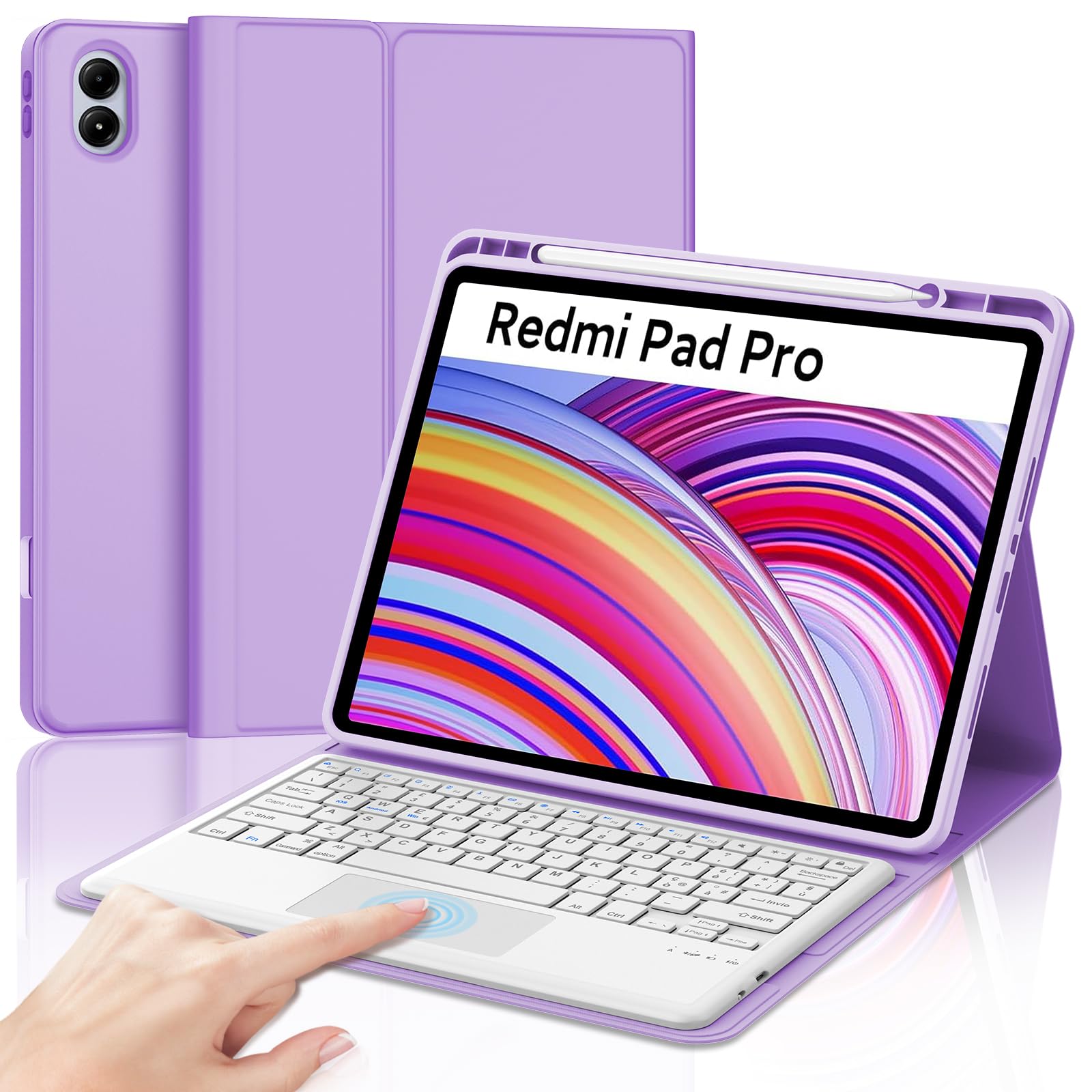 Iveoppe Cover Redmi Pad Pro 12.1 con Tastiera Touchpad, Viola