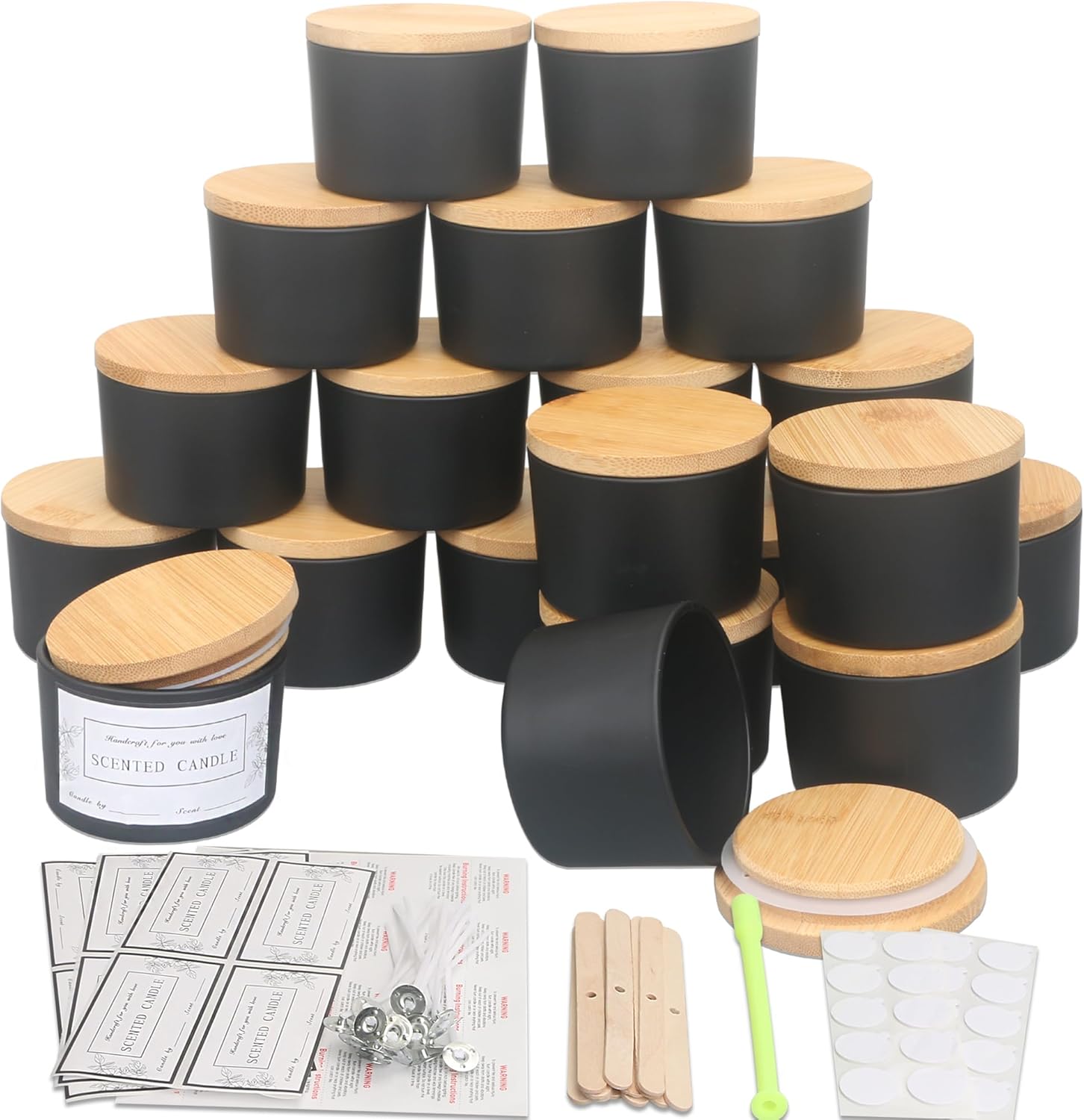 Milivixay 20 Barattoli per Candele in Vetro Nero Opaco 113,4g