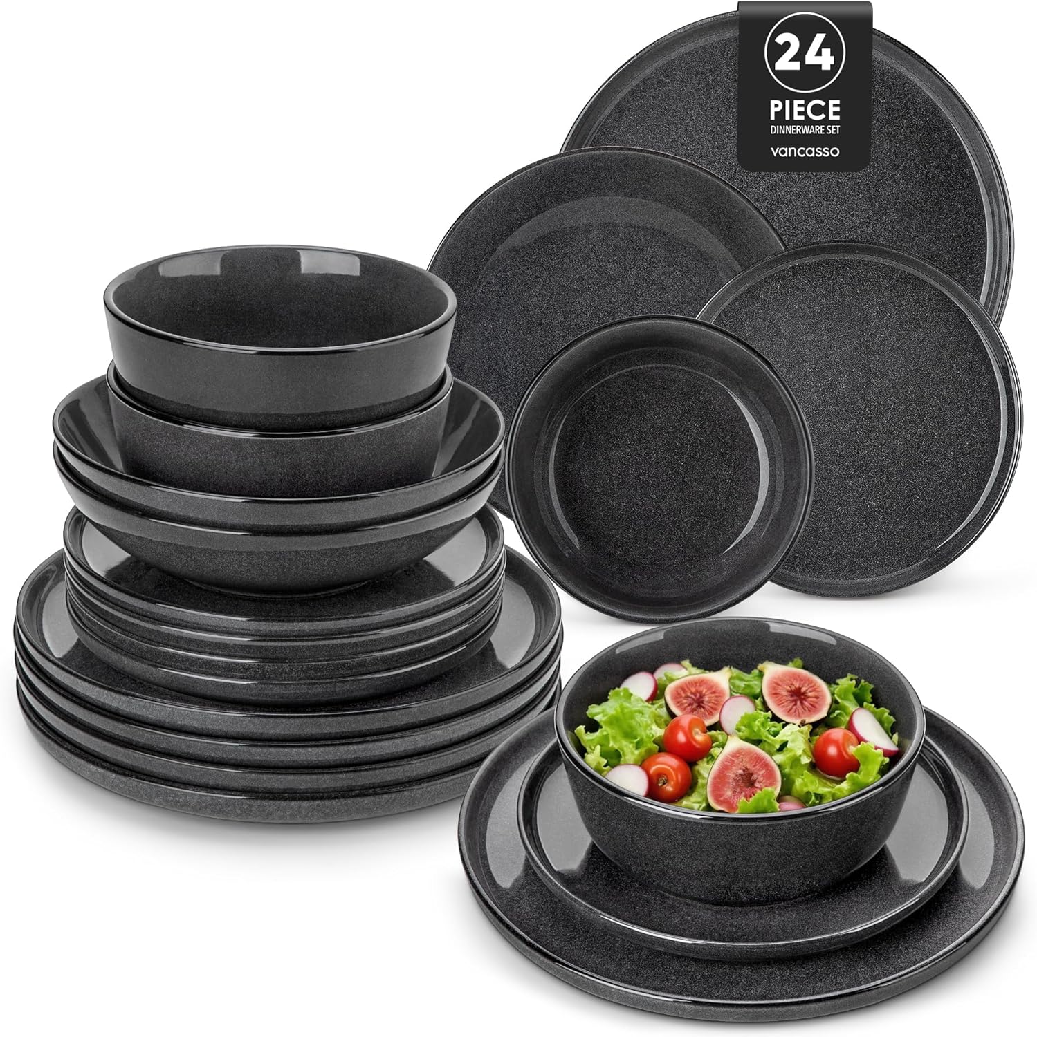 Vancasso ANYA Servizio Piatti 24 Pezzi per 6 Persone, Grigio