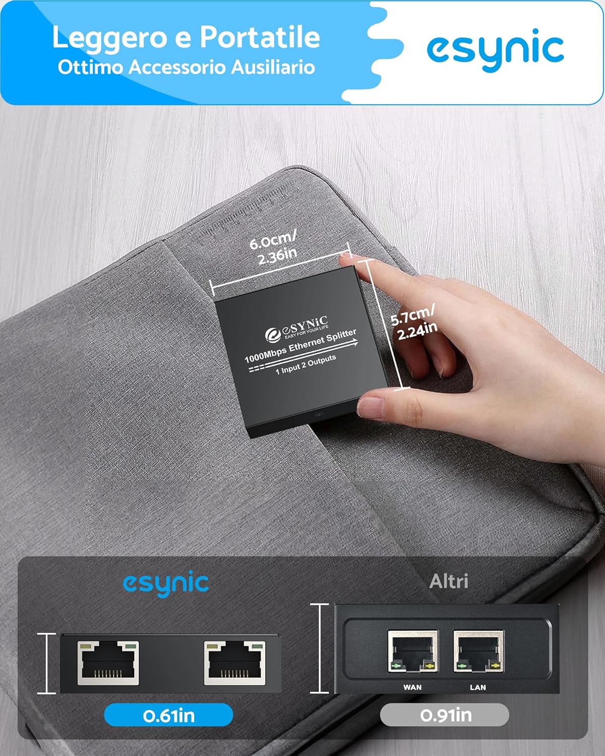 Esynic Gigabit Ethernet Splitter 1 in 2 Out - immagine 5
