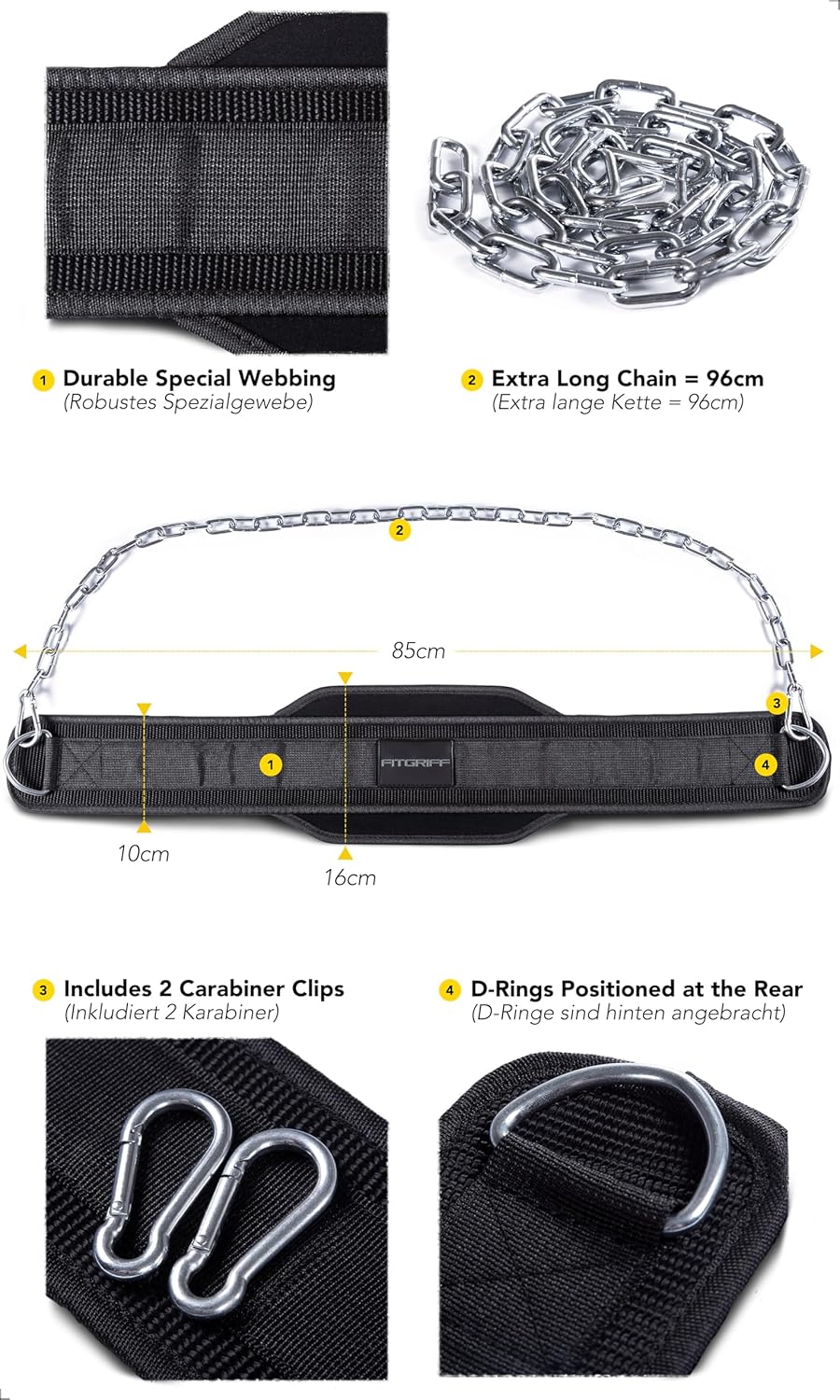 Fitgriff® Cintura Palestra per Dip con 2 Moschettoni - immagine 3