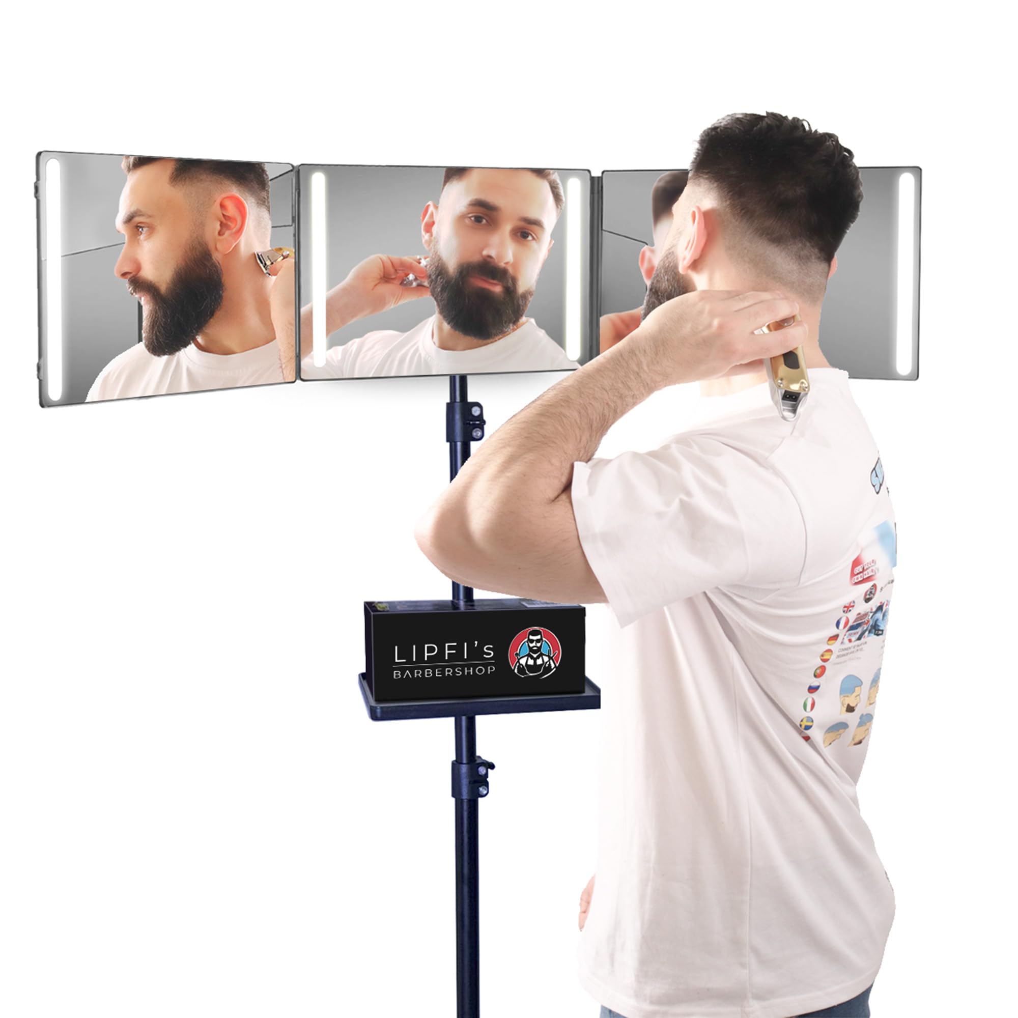 Lipfisbarbershop.com Specchio 360° con Treppiede