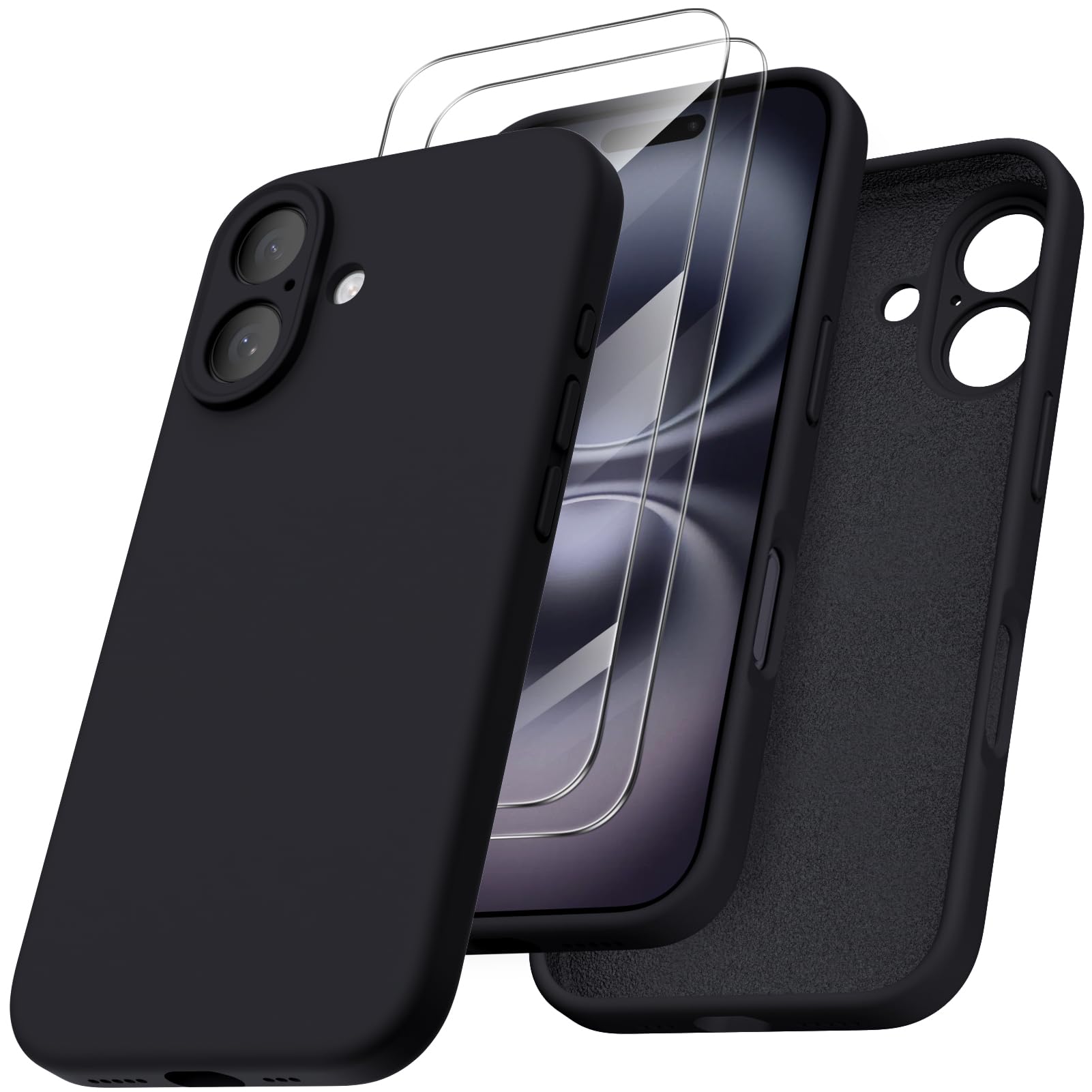 Ornarto Cover iPhone 16 Silicone 6.1 Pollici, Nero