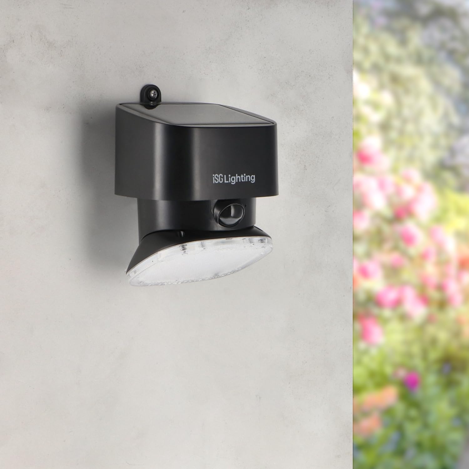 M Ledme - Applique solare LED Black Flat da 1W esterni con sensore di movimento e crepuscolare, IP44, autonomia 6-8 ore, luce solare per giardino, terrazza, ingresso o facciata